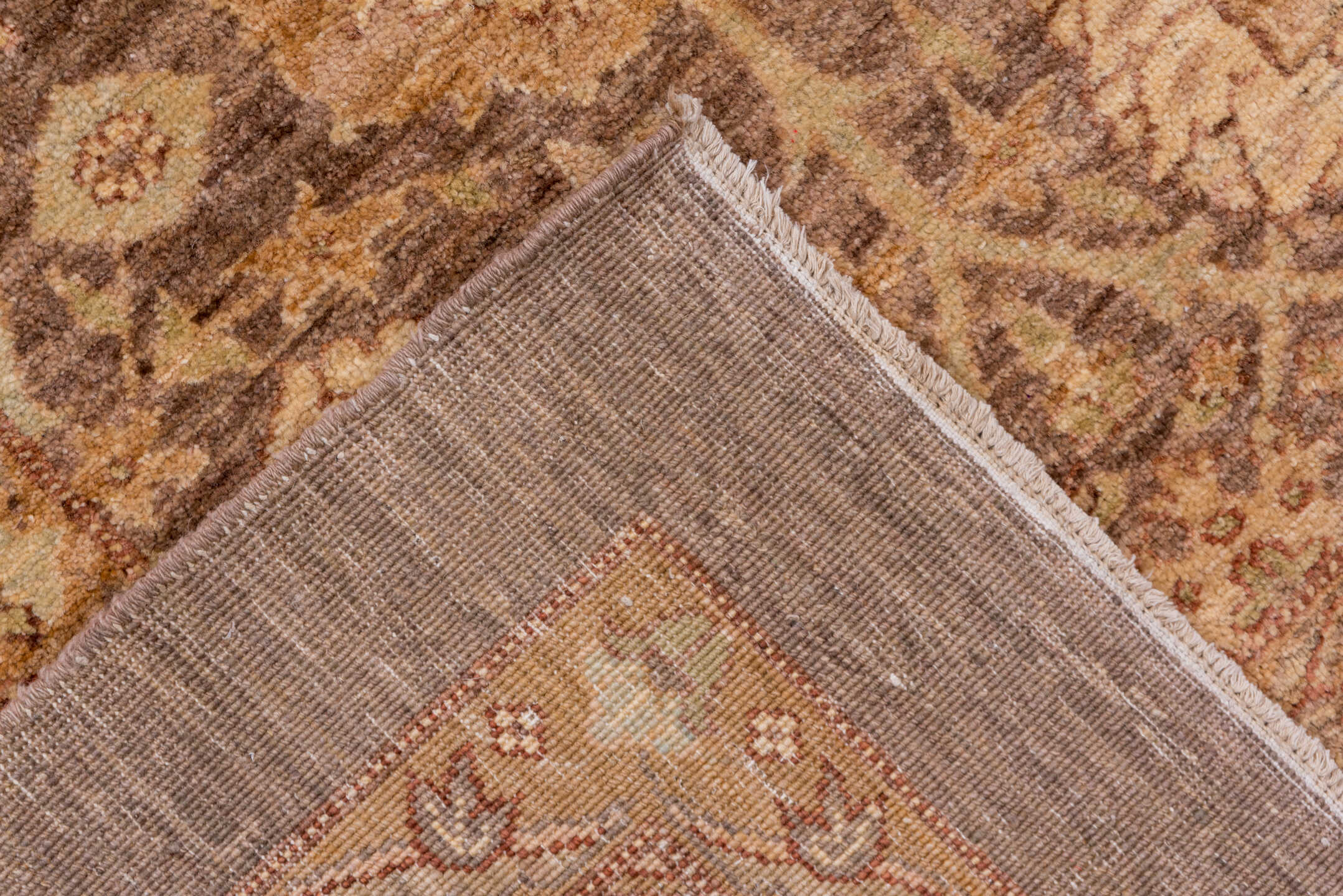 10' x 13' one-of-a-kind handmade vintage Tabriz large size rug. Color palette: brown, orange, off-white, gray, pink