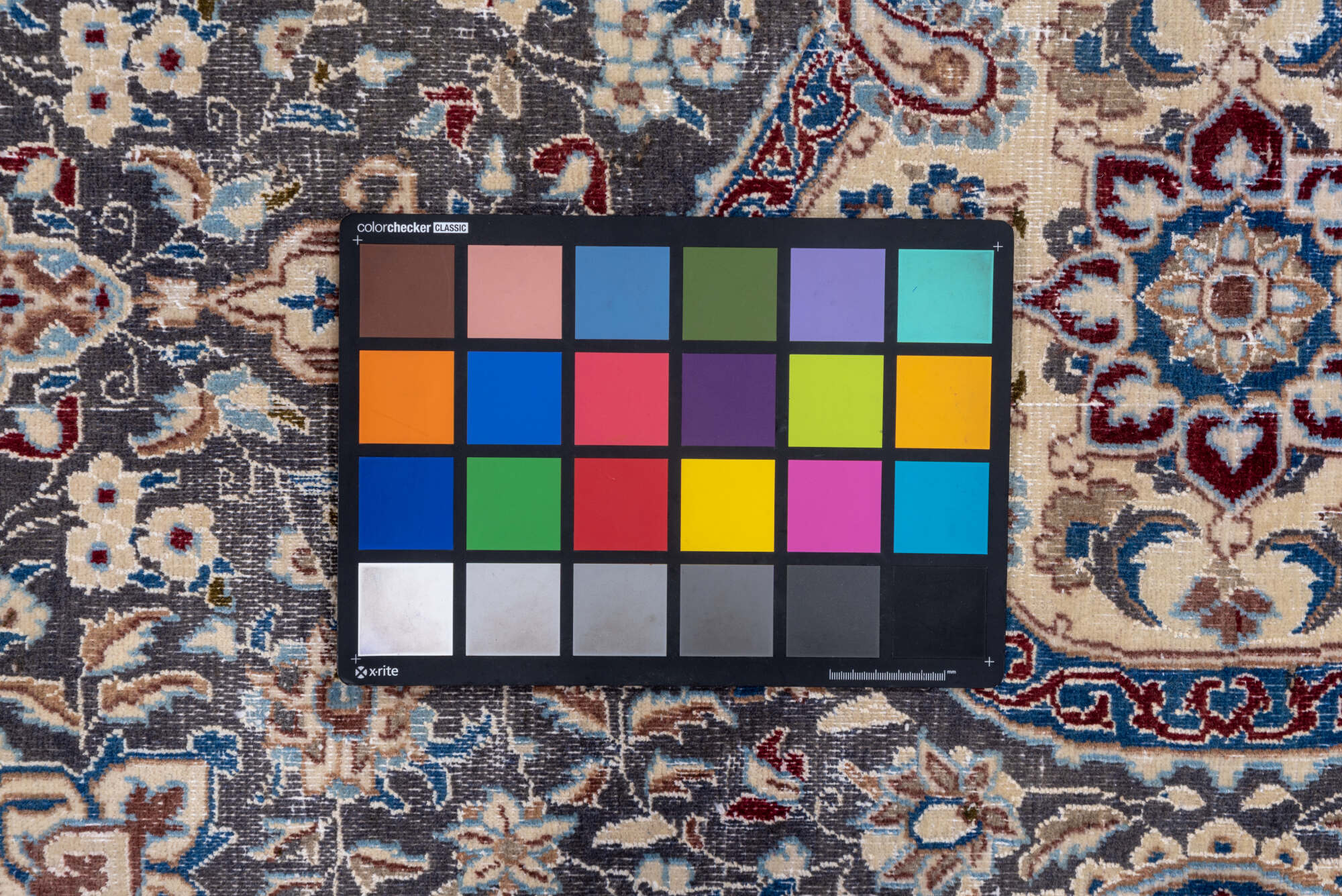 3' x 12' one-of-a-kind handmade vintage Naiin runner rug. Color palette: blue, brown, dark gray, gray, light blue