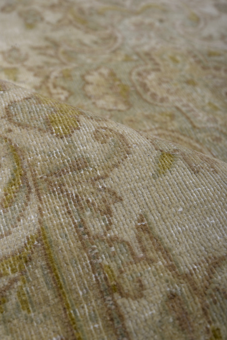 4' x 6' one-of-a-kind handmade vintage Kerman small size rug. Color palette: gray, brown, light gray, off-white, silver