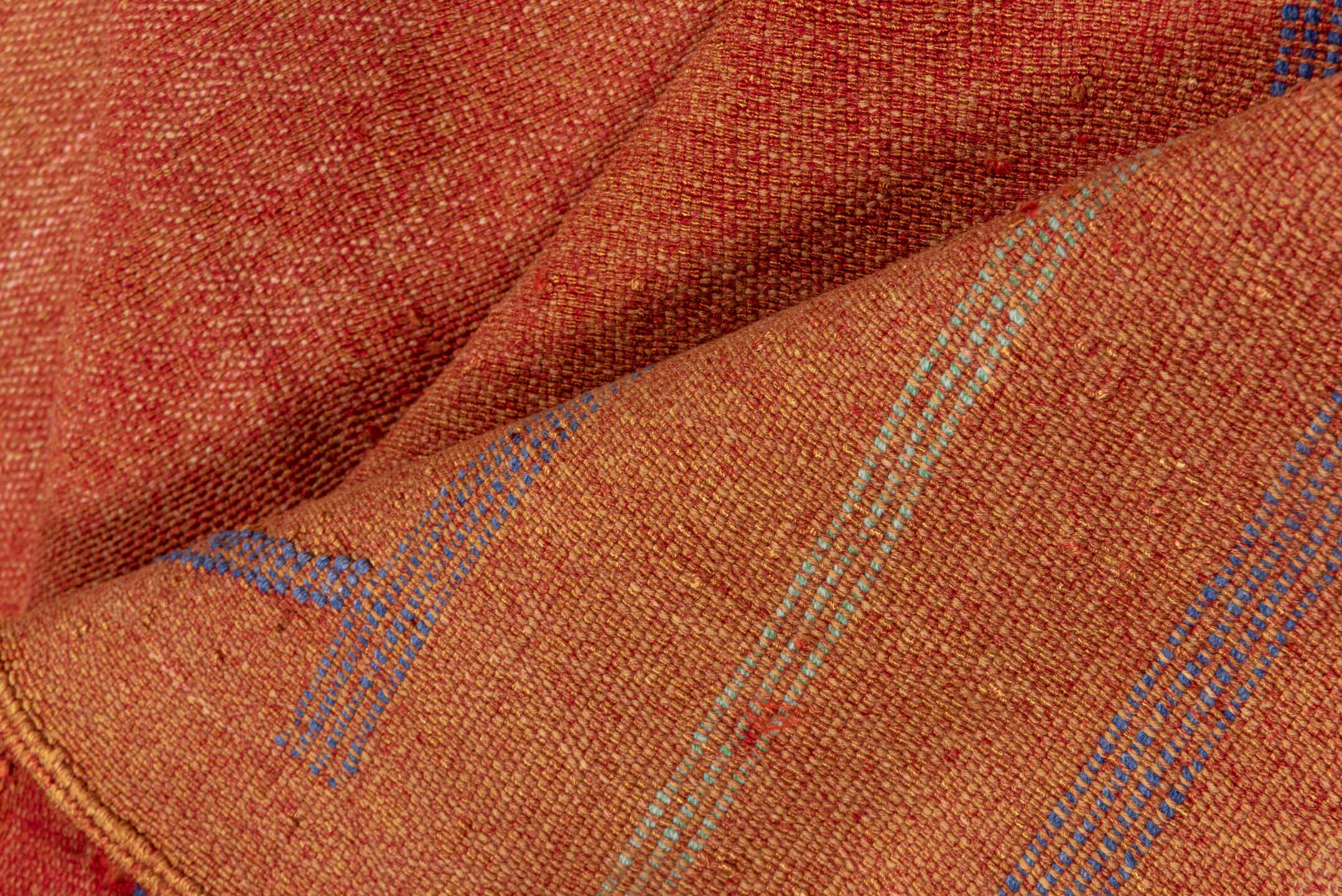 5' x 9' one-of-a-kind handmade vintage Cactus Kilim medium size rug. Color palette: brown, red, pink, orange, off-white