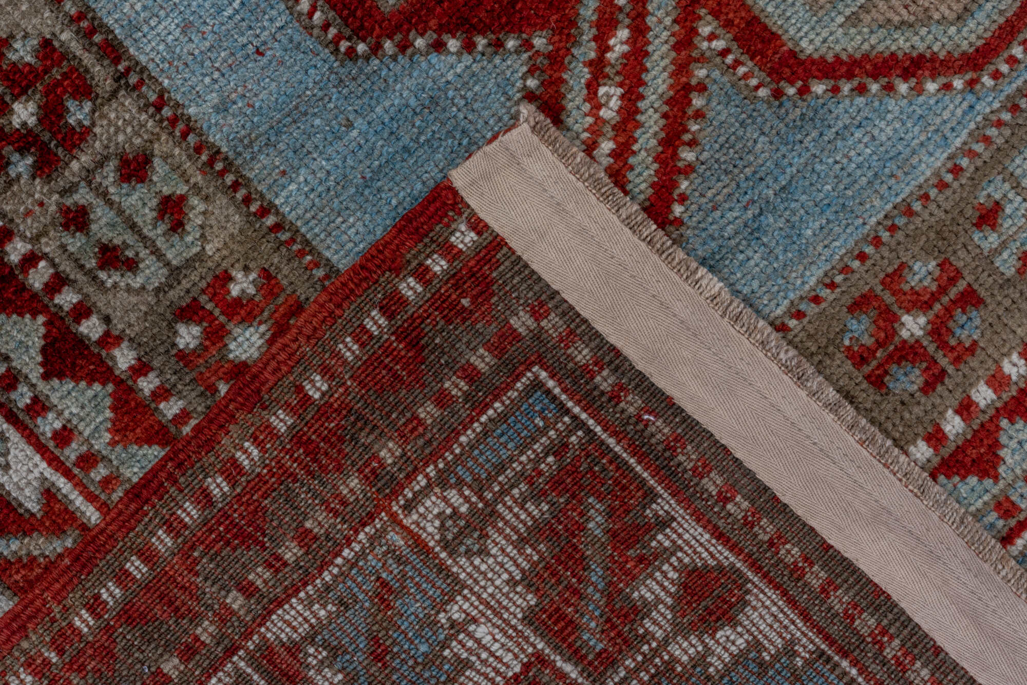 4' x 7' one-of-a-kind handmade vintage Kazak rug. Color palette: brown, gray, pink