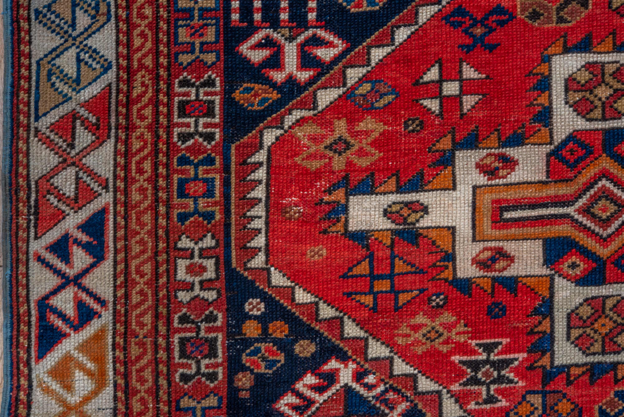 3' x 6' one-of-a-kind handmade vintage Shirvan runner rug. Color palette: brown, dim gray, gray, light slate gray, pink, red