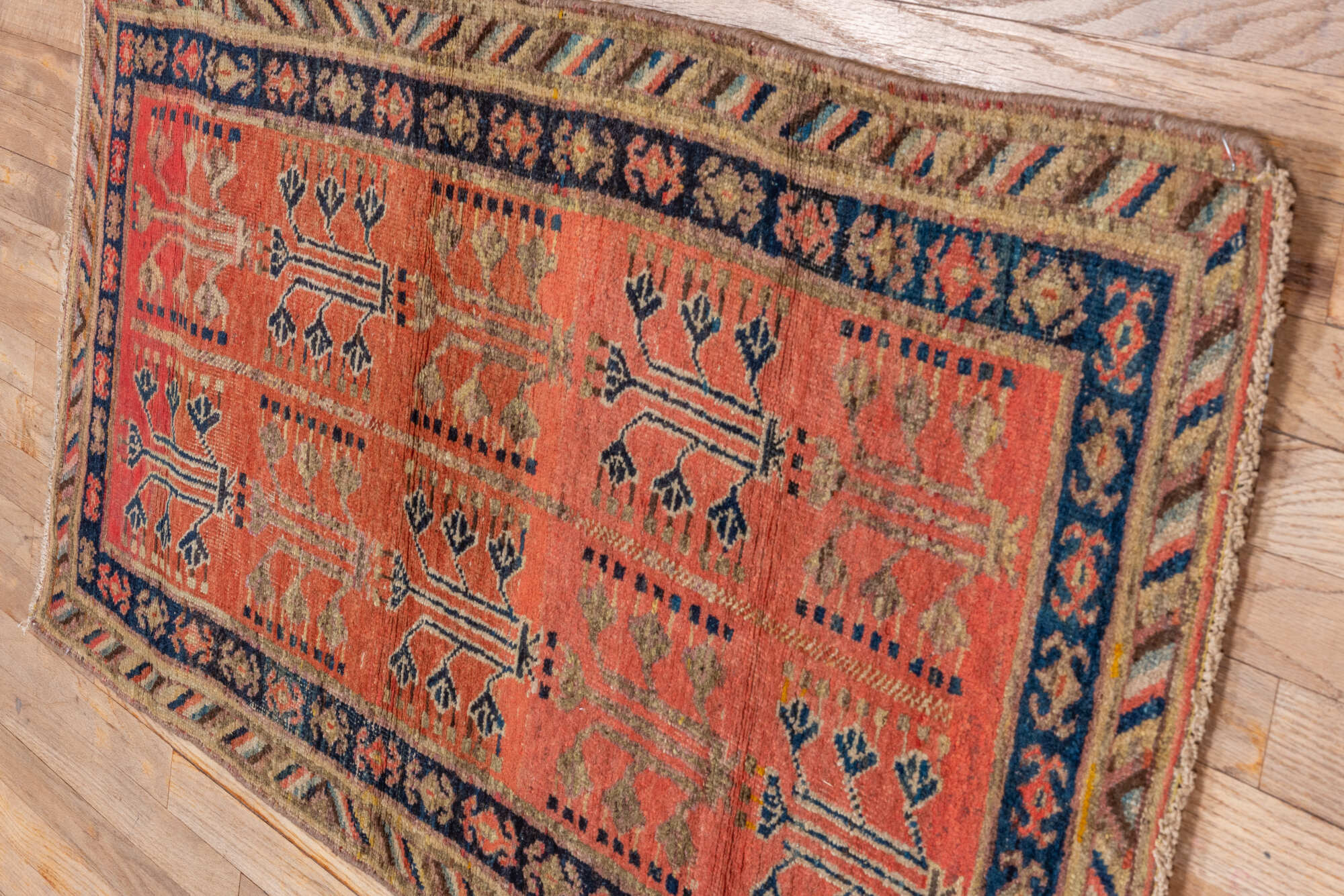 2' x 4' one-of-a-kind handmade vintage Khotan small size rug. Color palette: brown, gray, pink, red