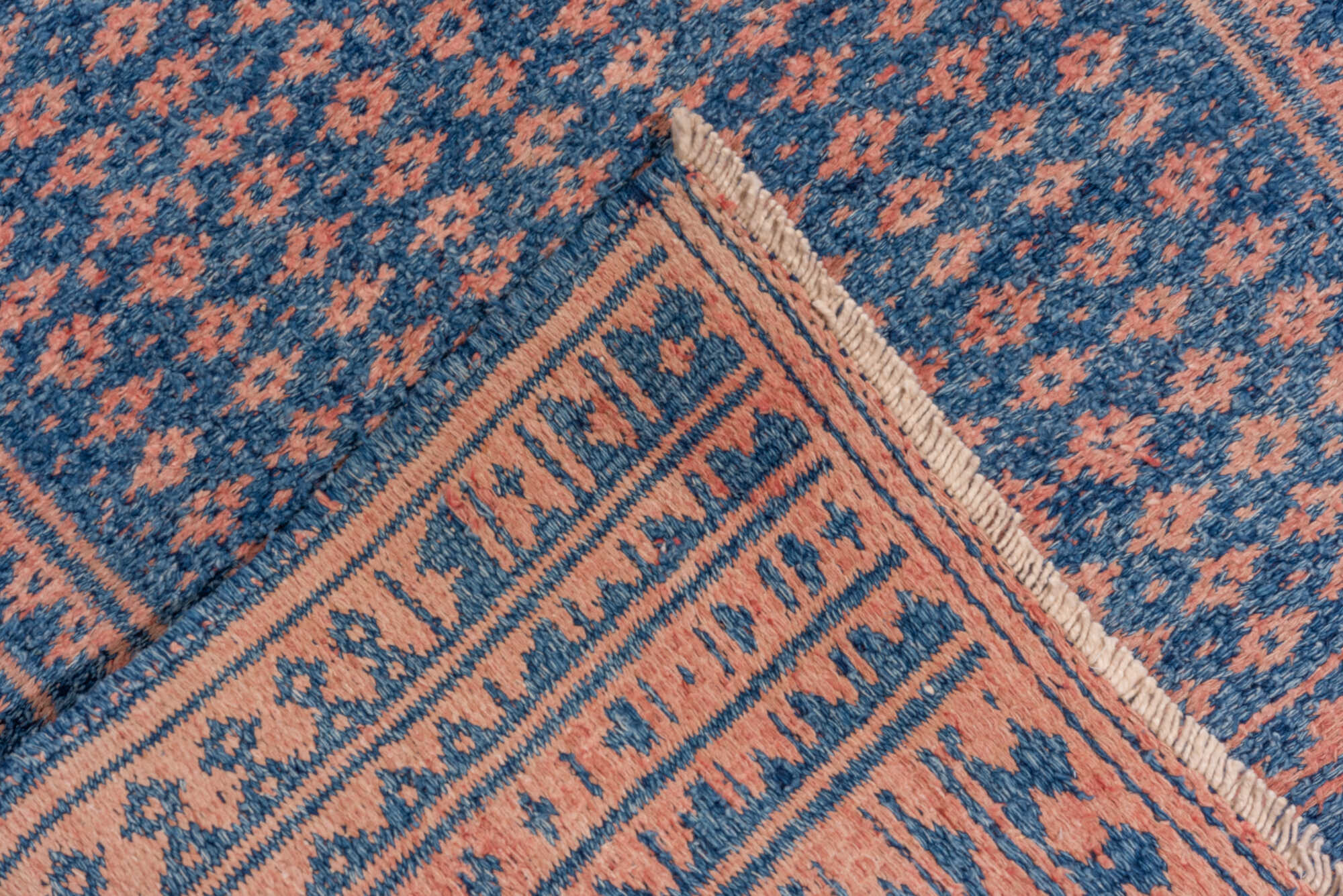 10' x 17' one-of-a-kind handmade vintage Kilim rug. Color palette: blue, fiord, gray, light blue, light gray, off-white