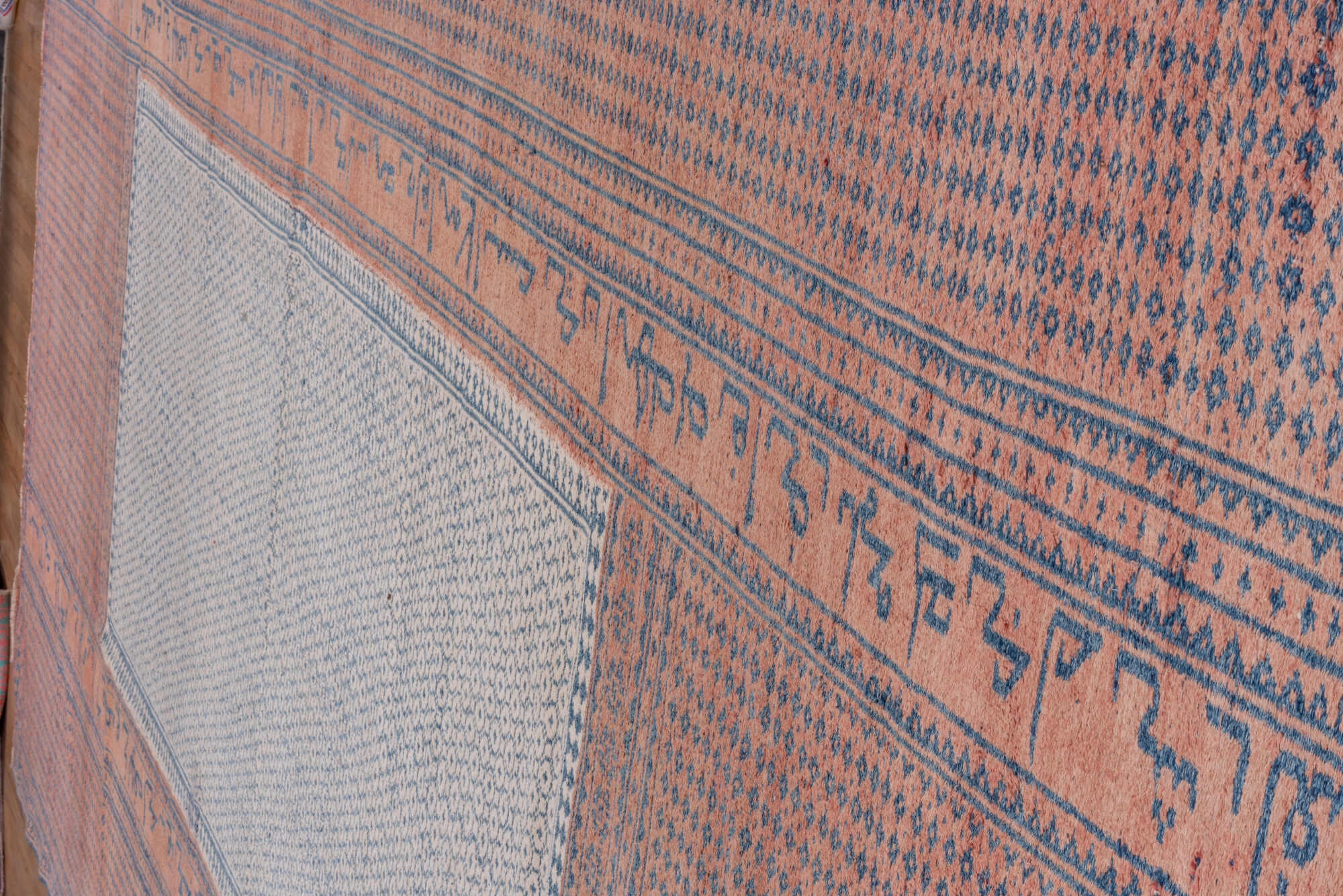 10' x 17' one-of-a-kind handmade vintage Kilim rug. Color palette: blue, fiord, gray, light blue, light gray, off-white