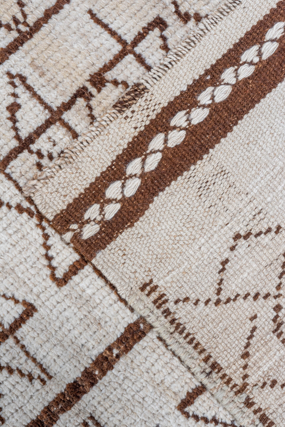 2' x 12' one-of-a-kind handmade vintage Kars runner rug. Color palette: brown, gray, off-white, light gray, gainsboro, white