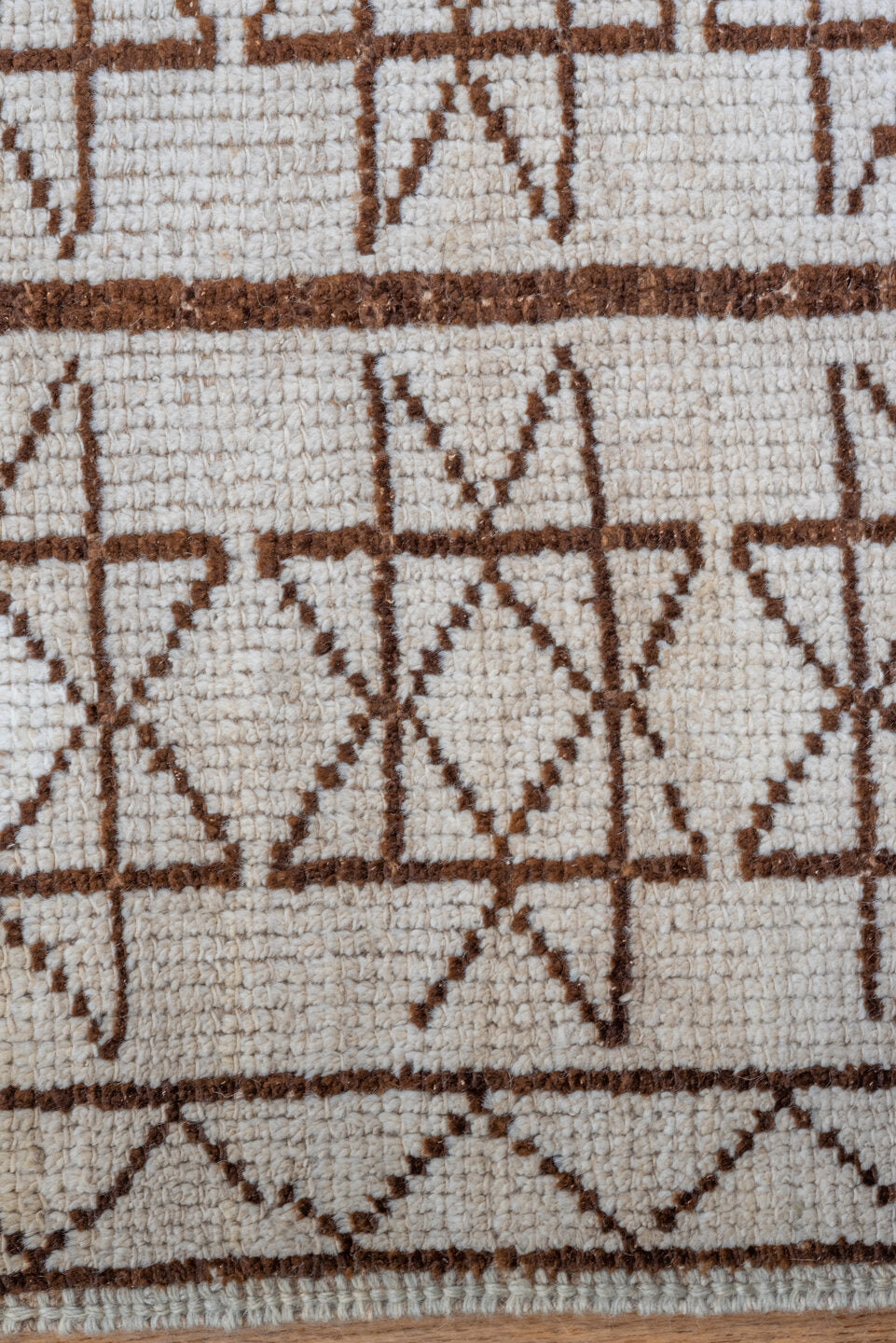 2' x 12' one-of-a-kind handmade vintage Kars runner rug. Color palette: brown, gray, off-white, light gray, gainsboro, white