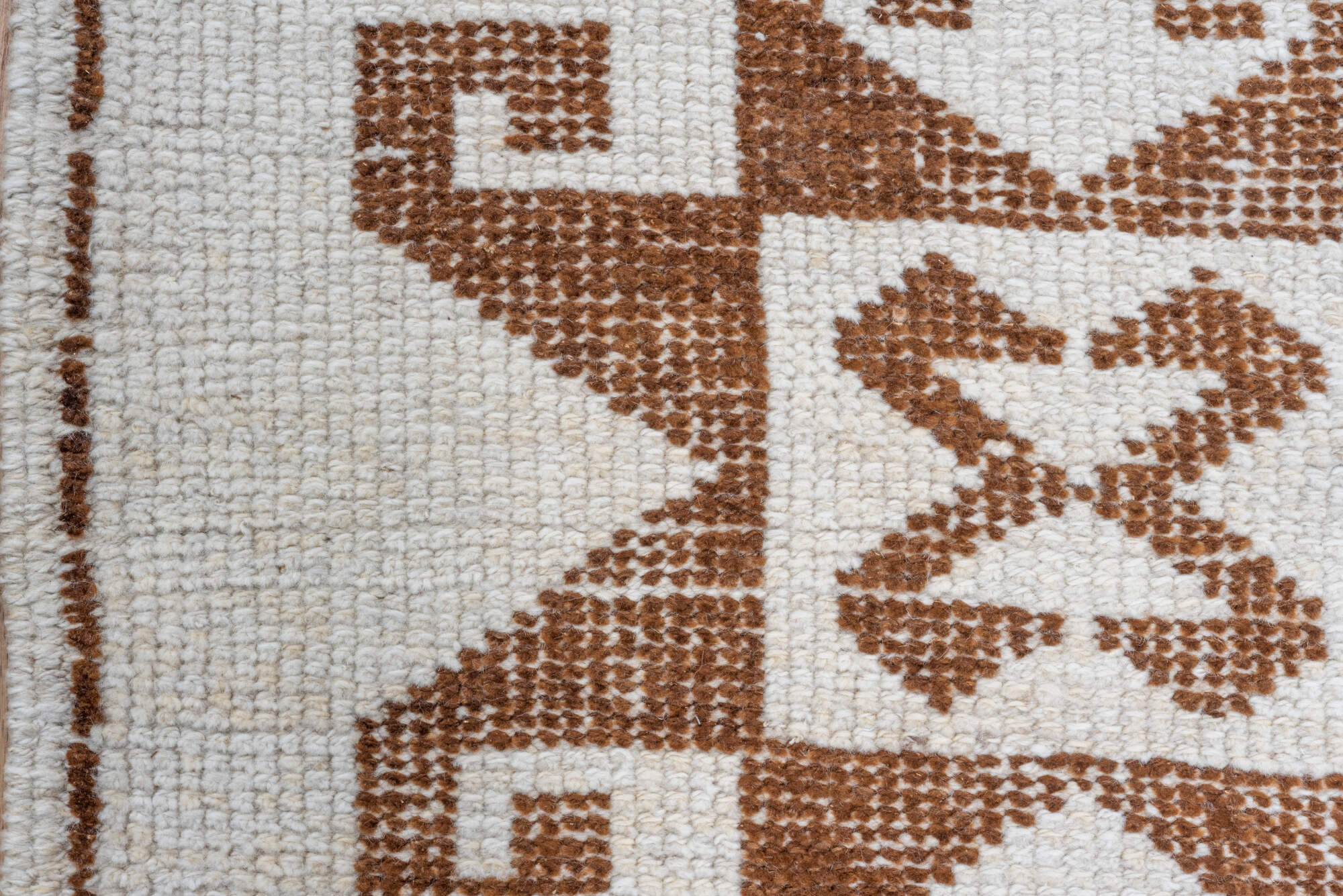 3' x 10' one-of-a-kind handmade vintage Kars runner rug. Color palette: brown, gainsboro, gray, light gray, linen, off-white