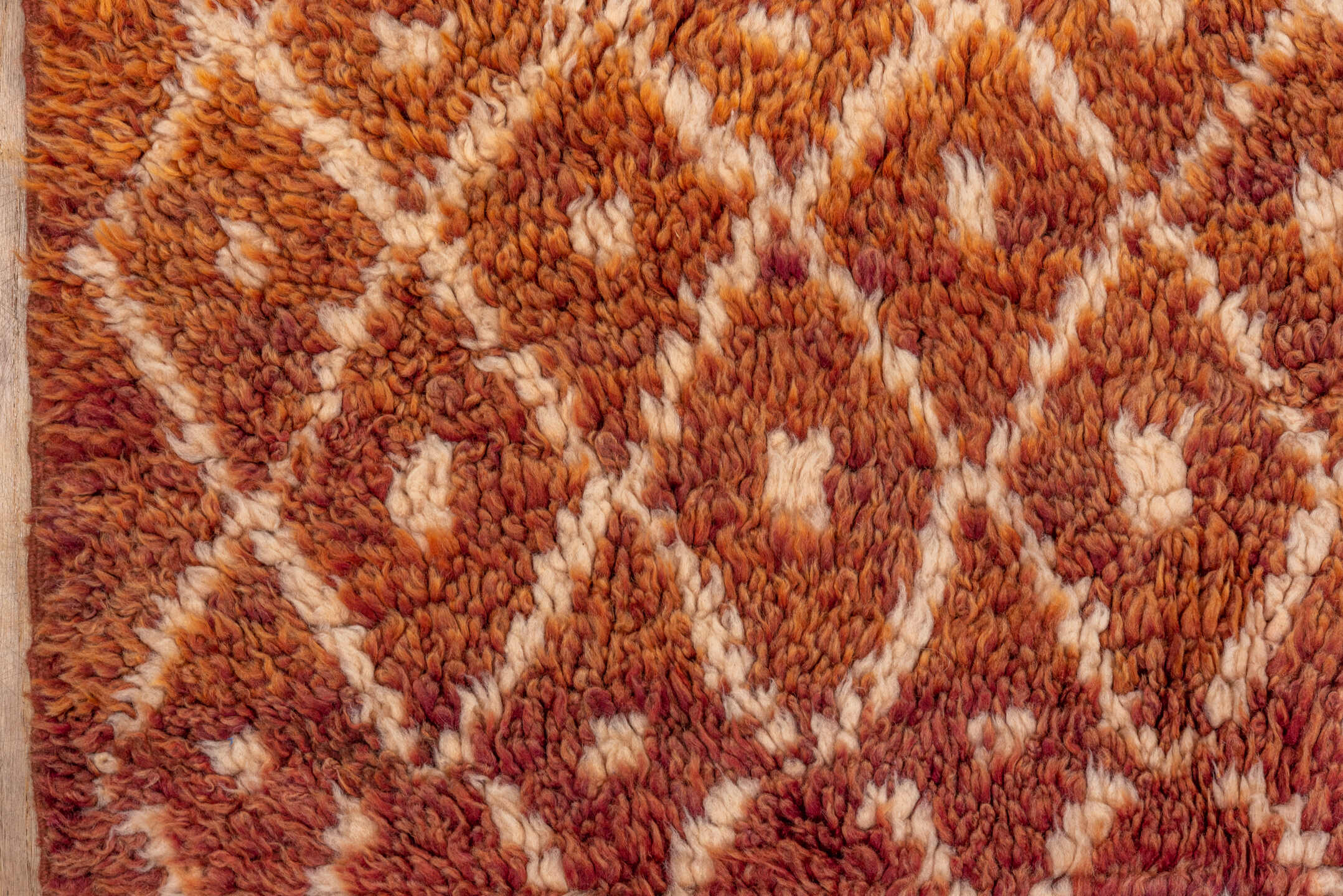 6' x 8' one-of-a-kind handmade vintage Moroccan medium size rug. Color palette: pink, brown, orange, sienna