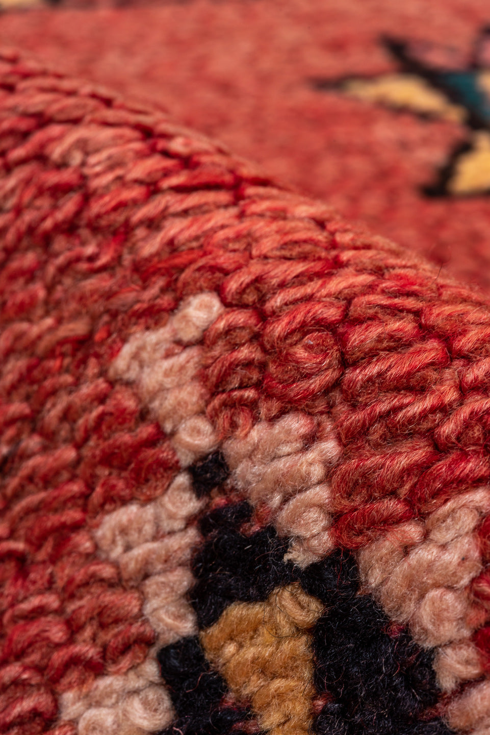 5' x 10' one-of-a-kind handmade vintage Moroccan medium size rug. Color palette: brown, red, pink, gray