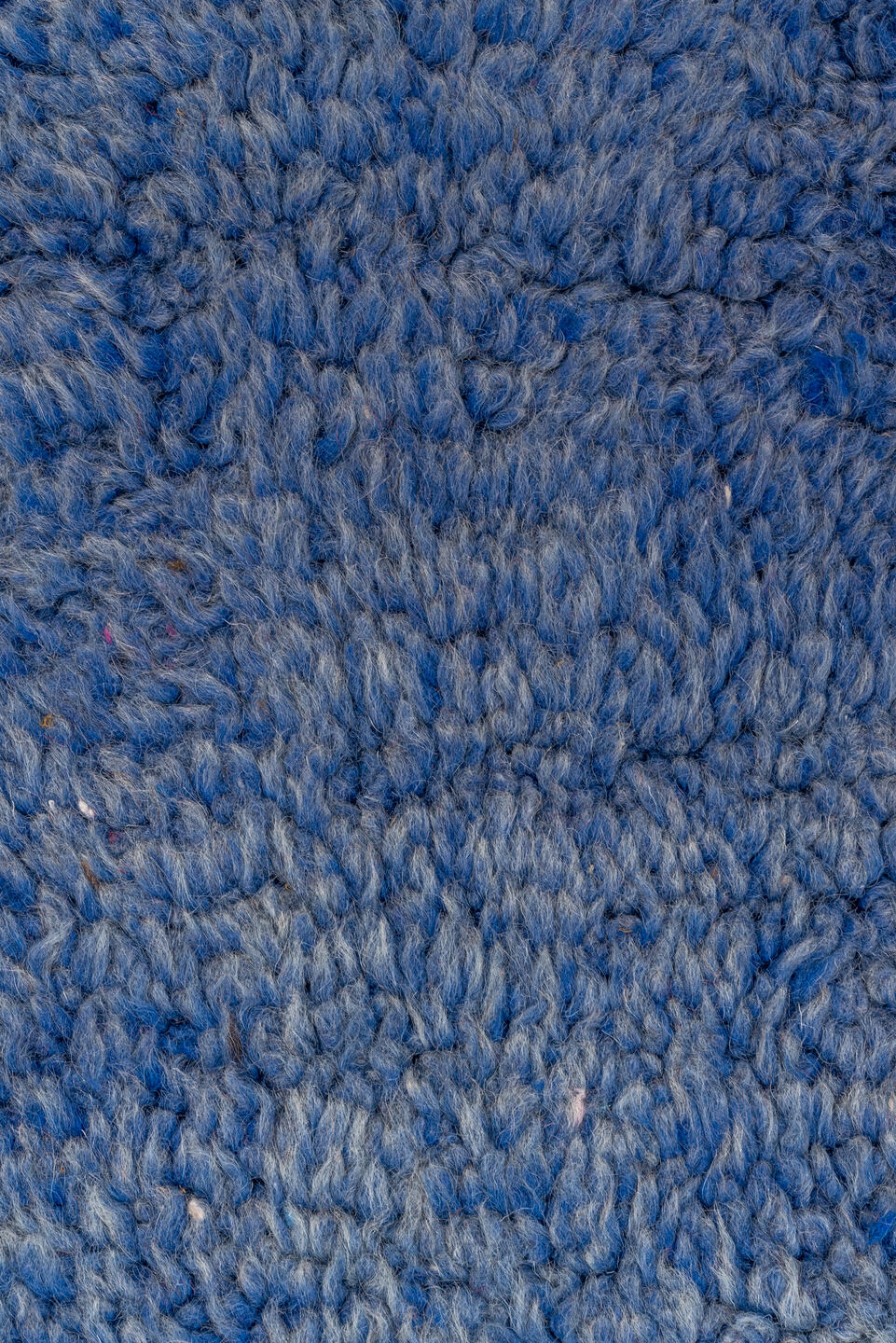 7' x 9' one-of-a-kind handmade vintage Moroccan rug. Color palette: blue, gray, light blue, fiord, light steel blue