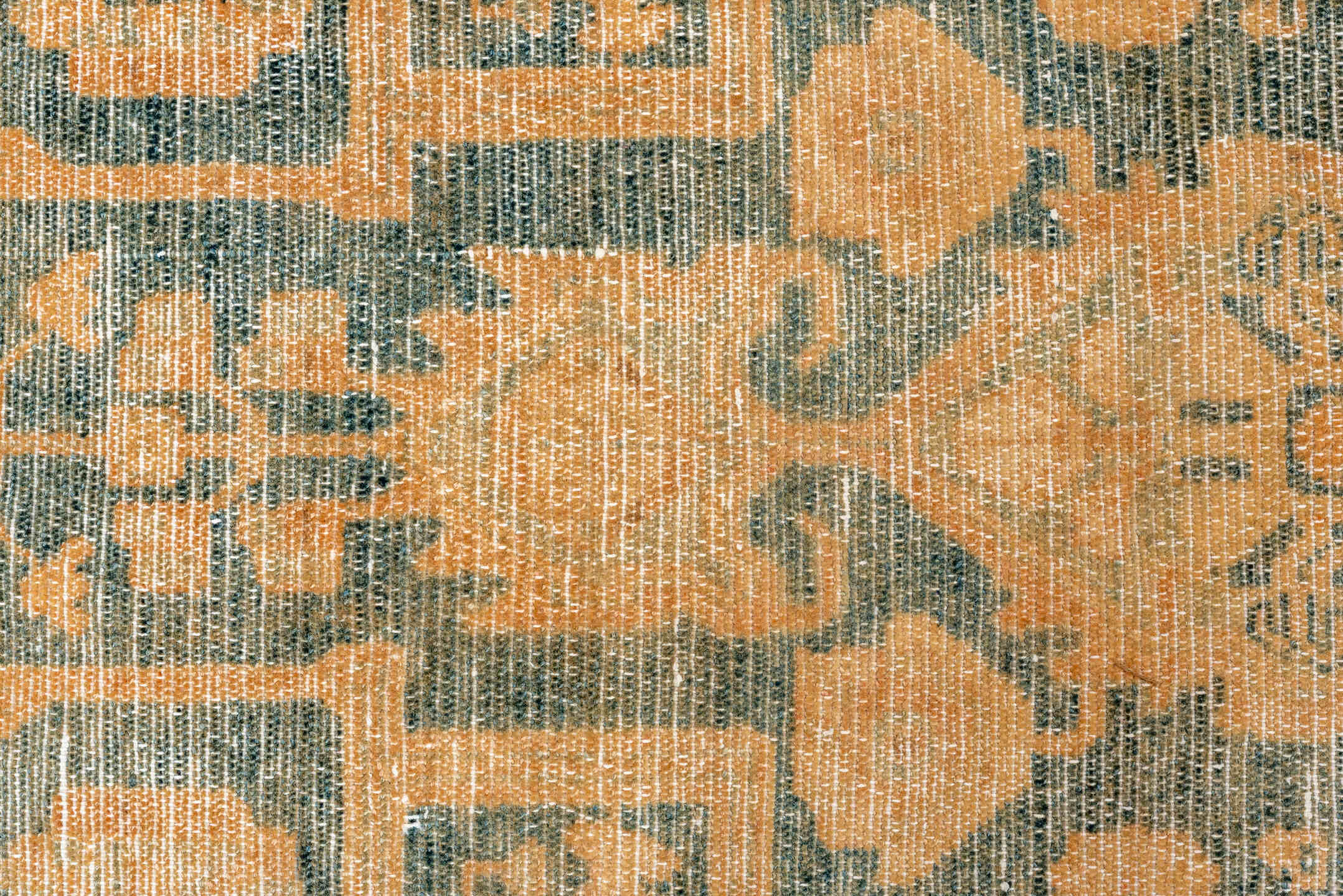 3' x 15' one-of-a-kind handmade vintage Malayer runner rug. Color palette: gray, orange, brown, black, off-white, light gray