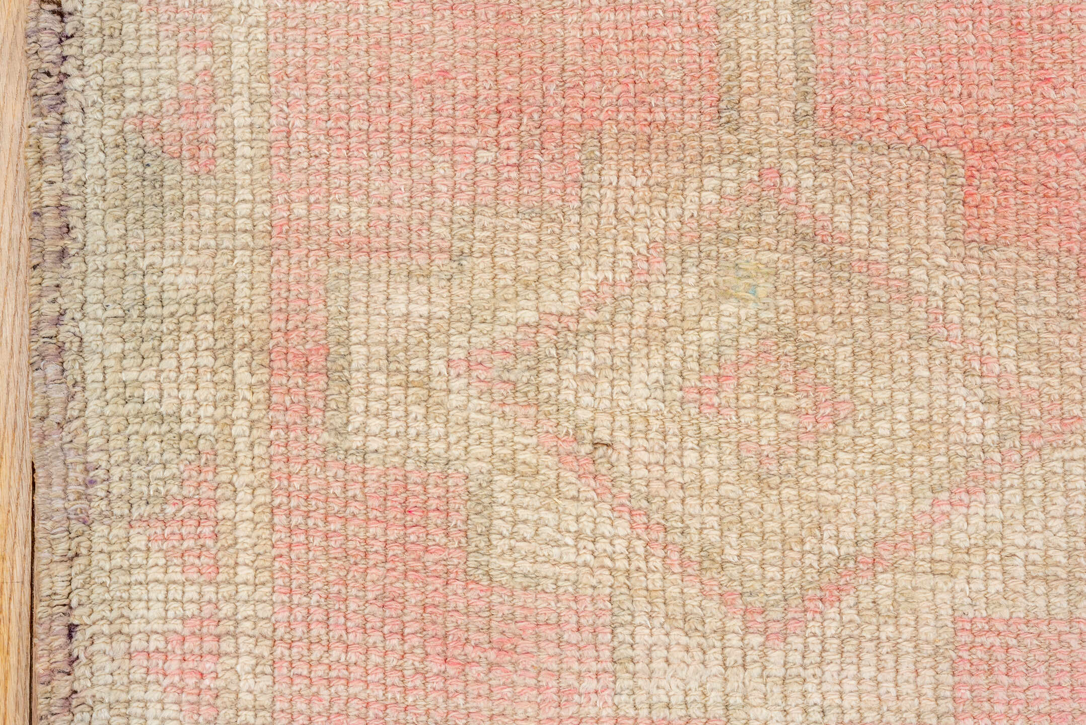 2' x 10' one-of-a-kind handmade vintage Kars runner rug. Color palette: orange, brown, off-white, pink, red, white, snow