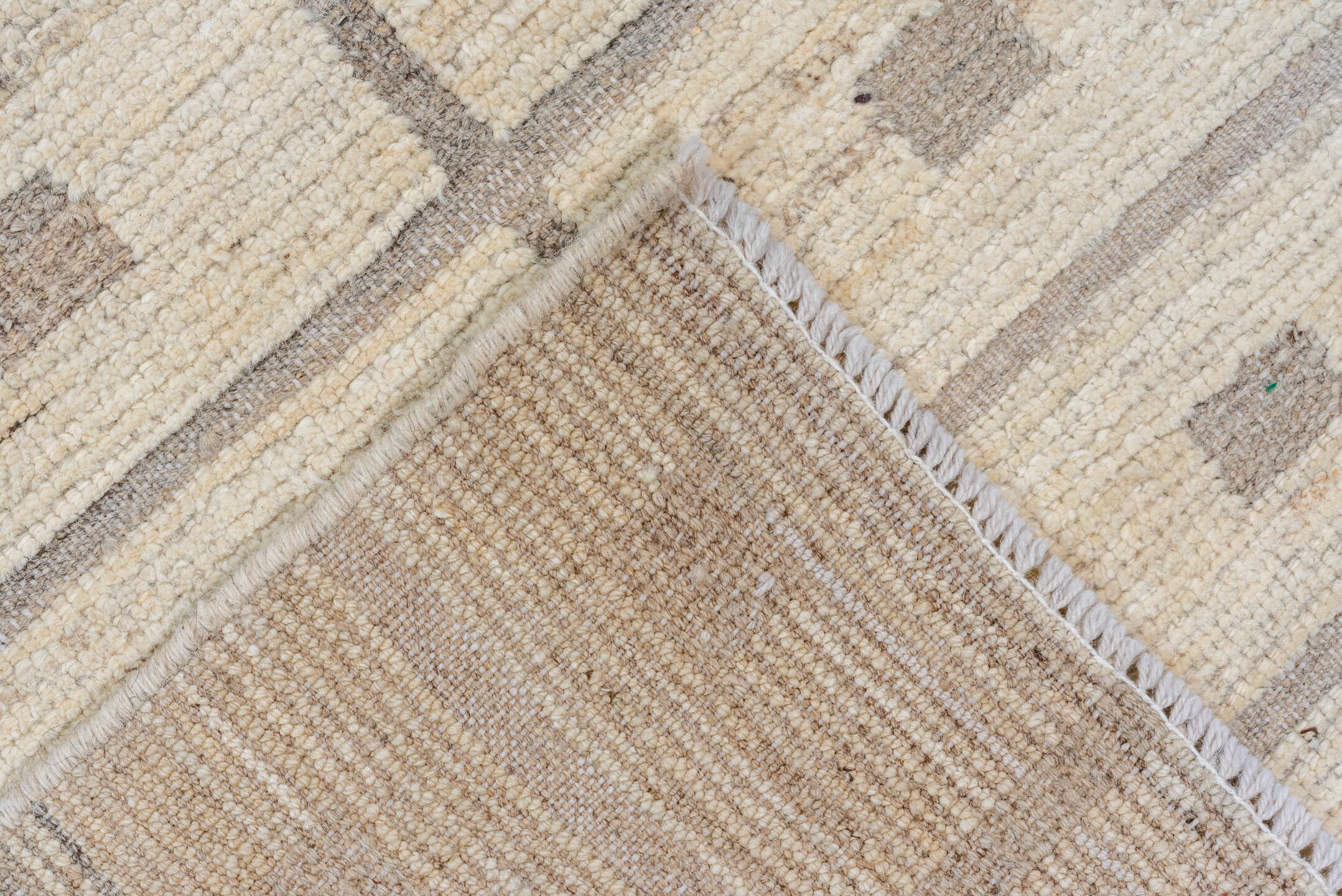 3' x 11' one-of-a-kind handmade vintage Tulu runner rug. Color palette: light gray, gray, off-white, pink, white, snow