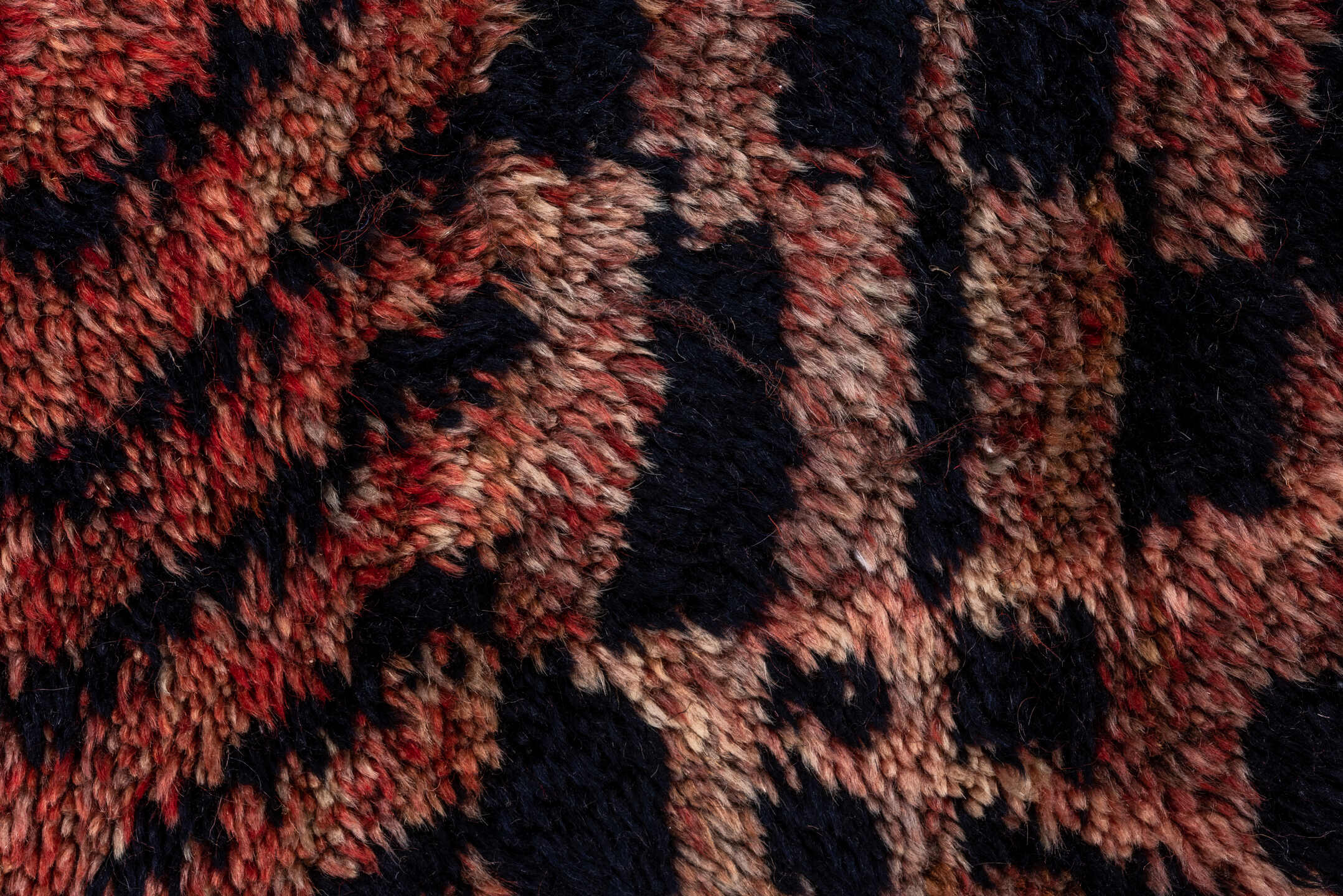 10' x 14' one-of-a-kind handmade vintage Moroccan large size rug. Color palette: red, brown, blue, pink, gray, off-white