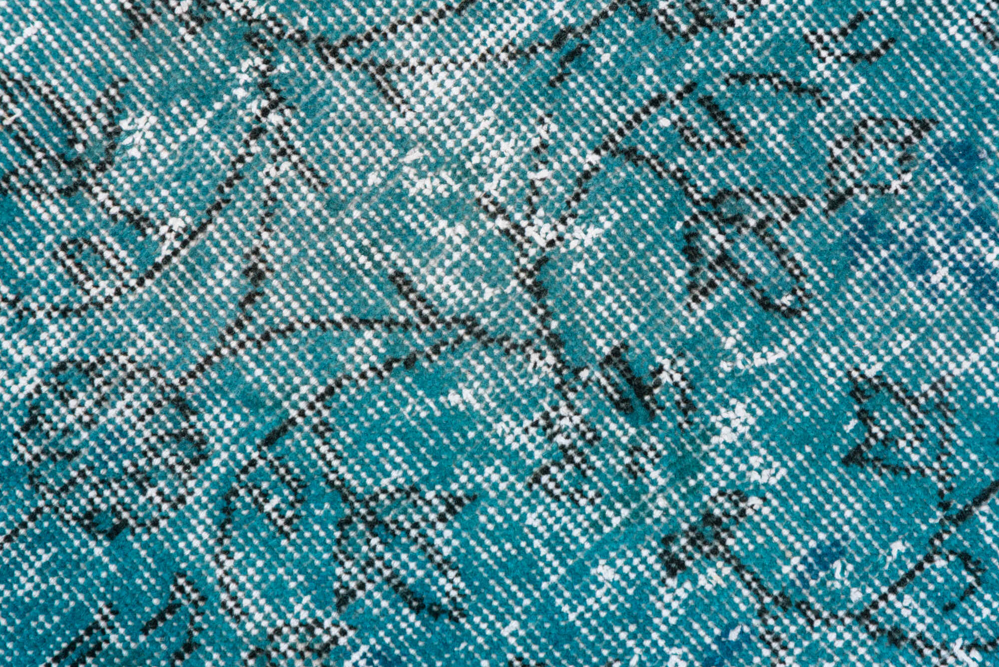 3' x 6' one-of-a-kind handmade vintage Overdyed small size rug. Color palette: blue, dark slate gray, gray, green