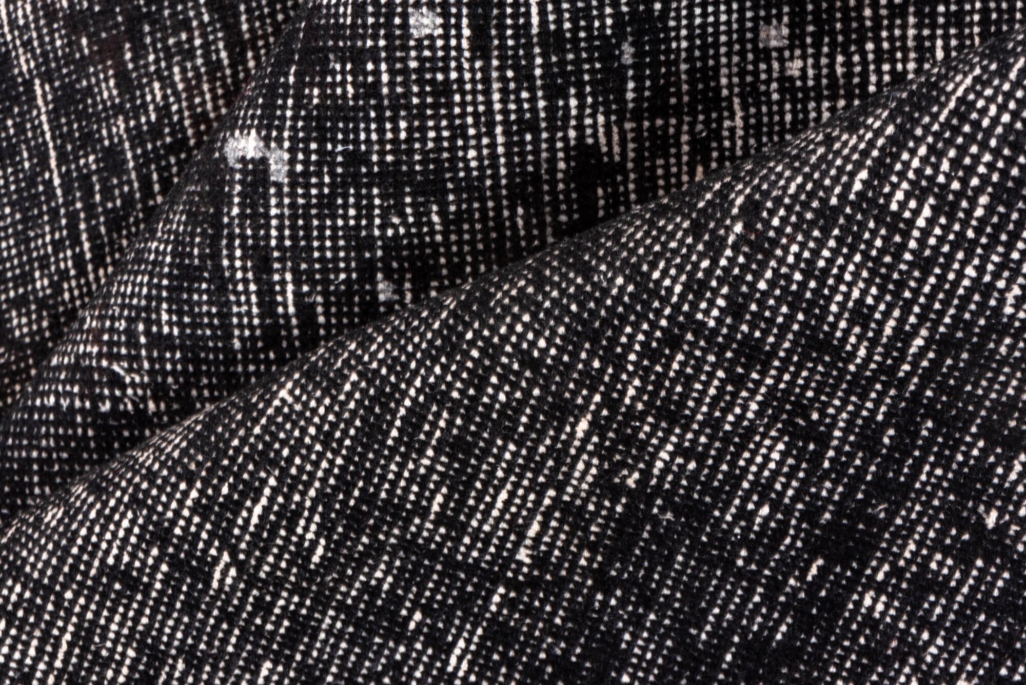 4' x 6' one-of-a-kind handmade vintage Overdyed small size rug. Color palette: gray, black, light gray, off-white, charcoal