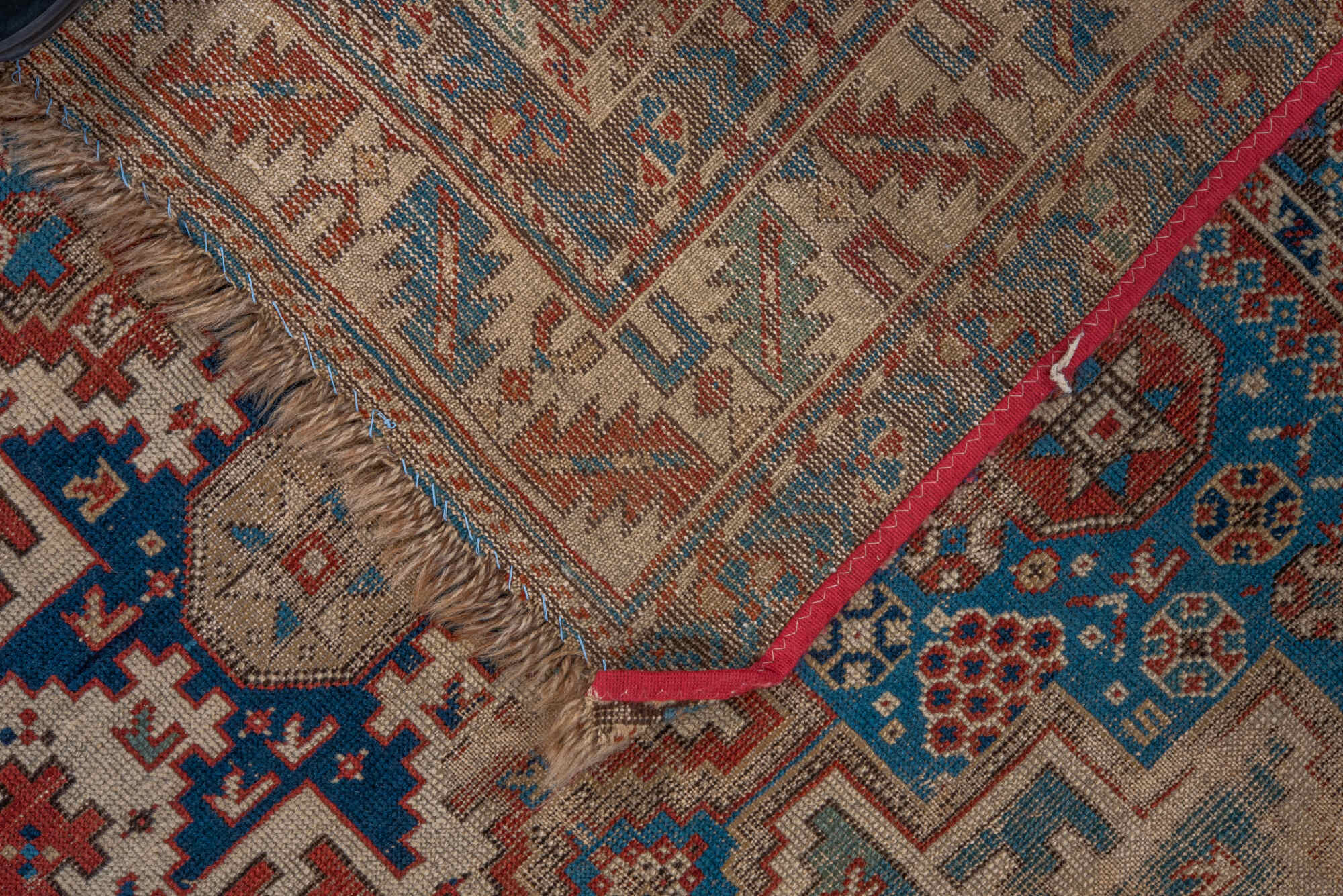 3' x 4' one-of-a-kind handmade vintage Shirvan small size rug. Color palette: black, blue, brown, dim gray, gray, light gray