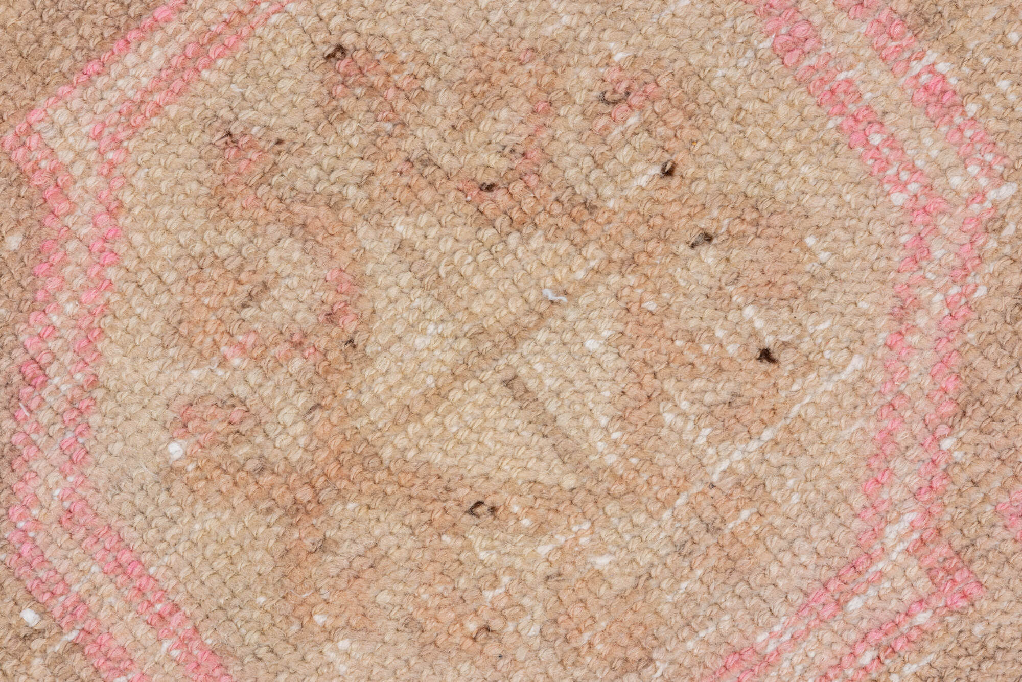 2' x 8' one-of-a-kind handmade vintage Oushak runner rug. Color palette: brown, light gray, off-white, orange, pink, snow