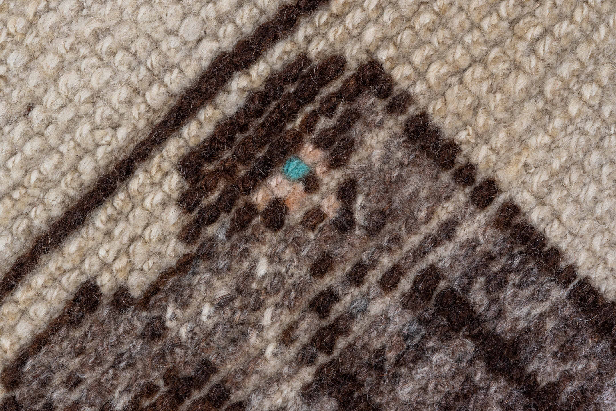 3' x 11' one-of-a-kind handmade vintage Kars runner rug. Color palette: gray, brown, light gray, off-white, black, white