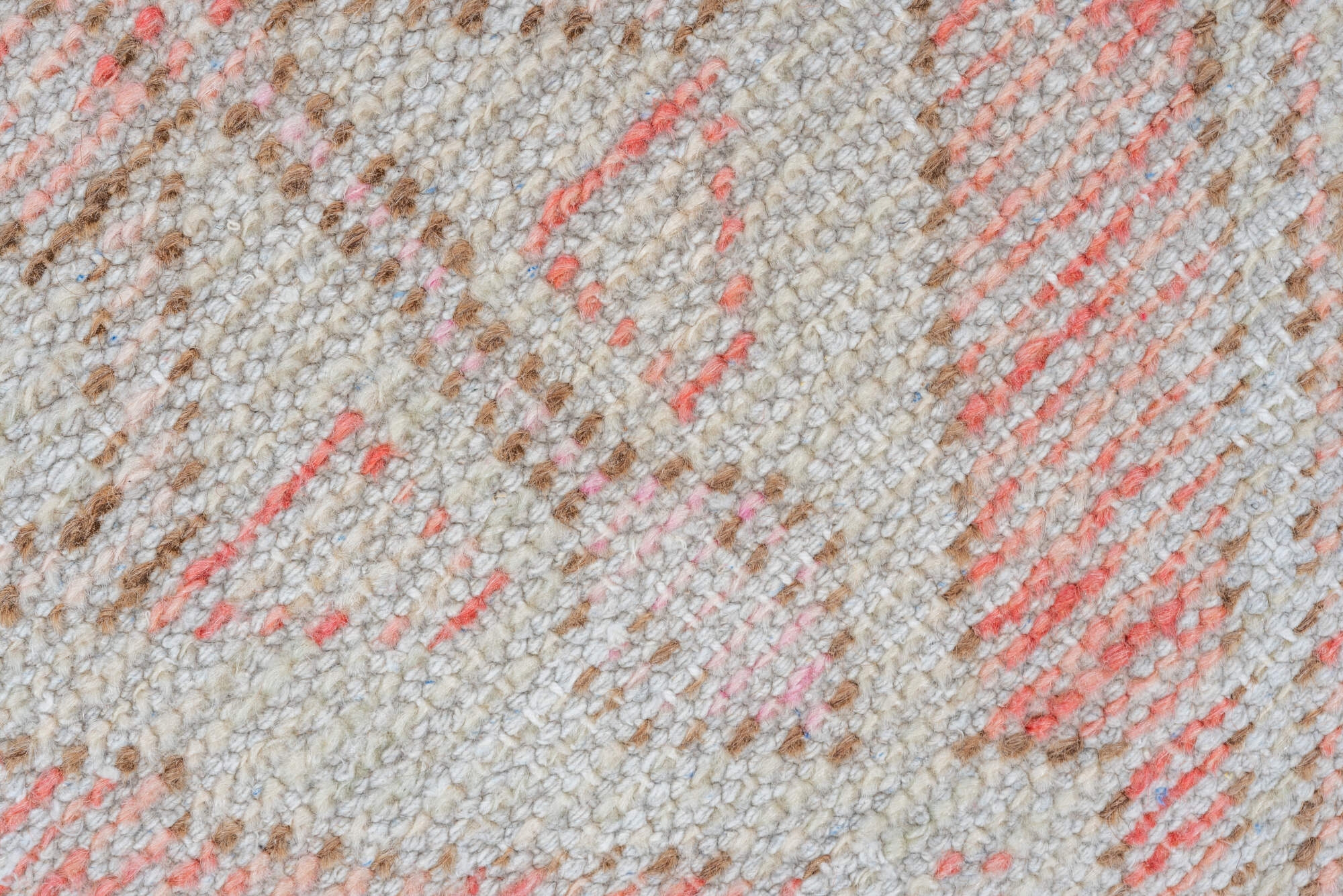 2' x 3' one-of-a-kind handmade vintage Oushak small size rug. Color palette: pink, gray, light gray, off-white, red, silver