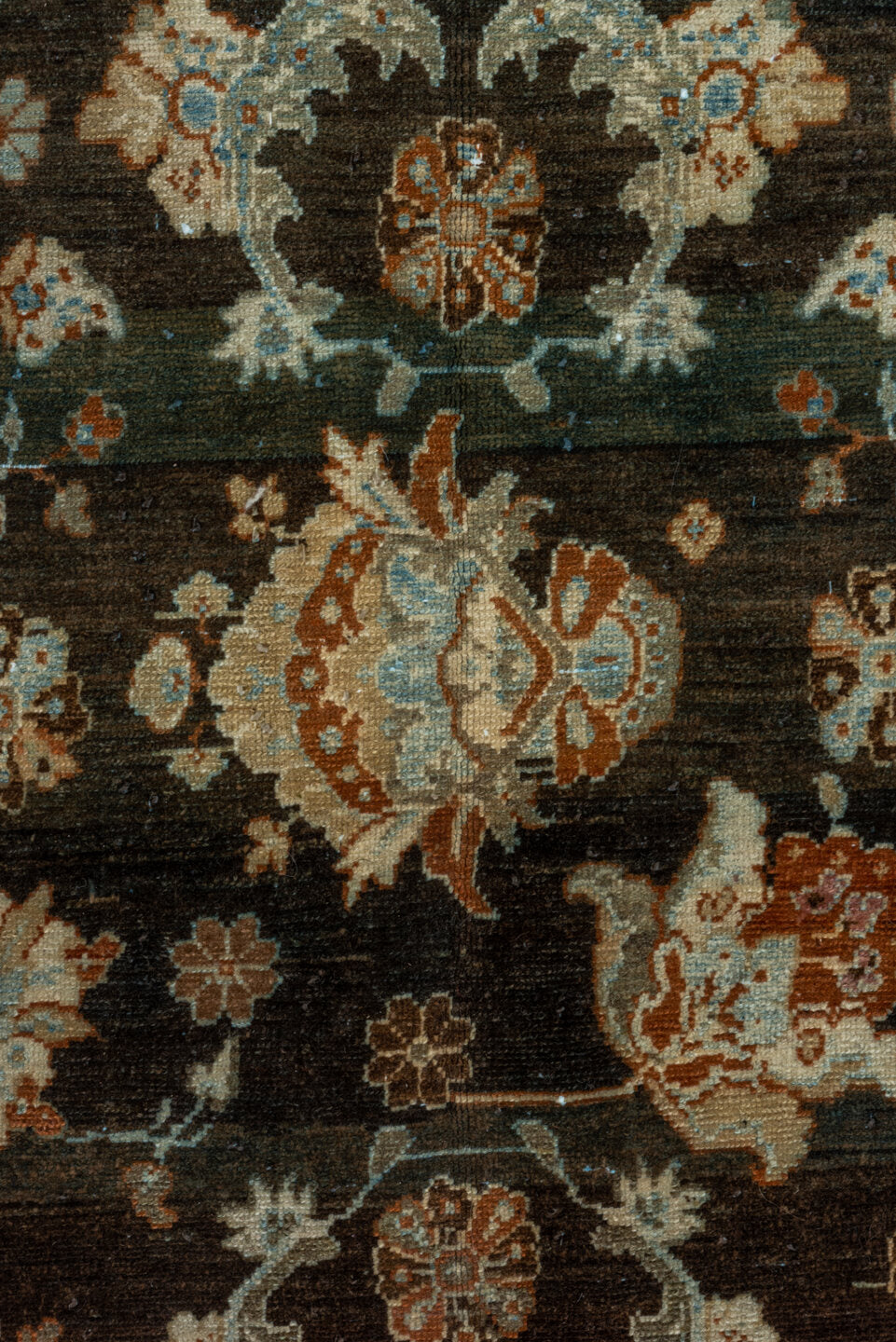 12' x 14' one-of-a-kind handmade vintage Malayer oversize rug. Color palette: gray, brown, black, saddle brown