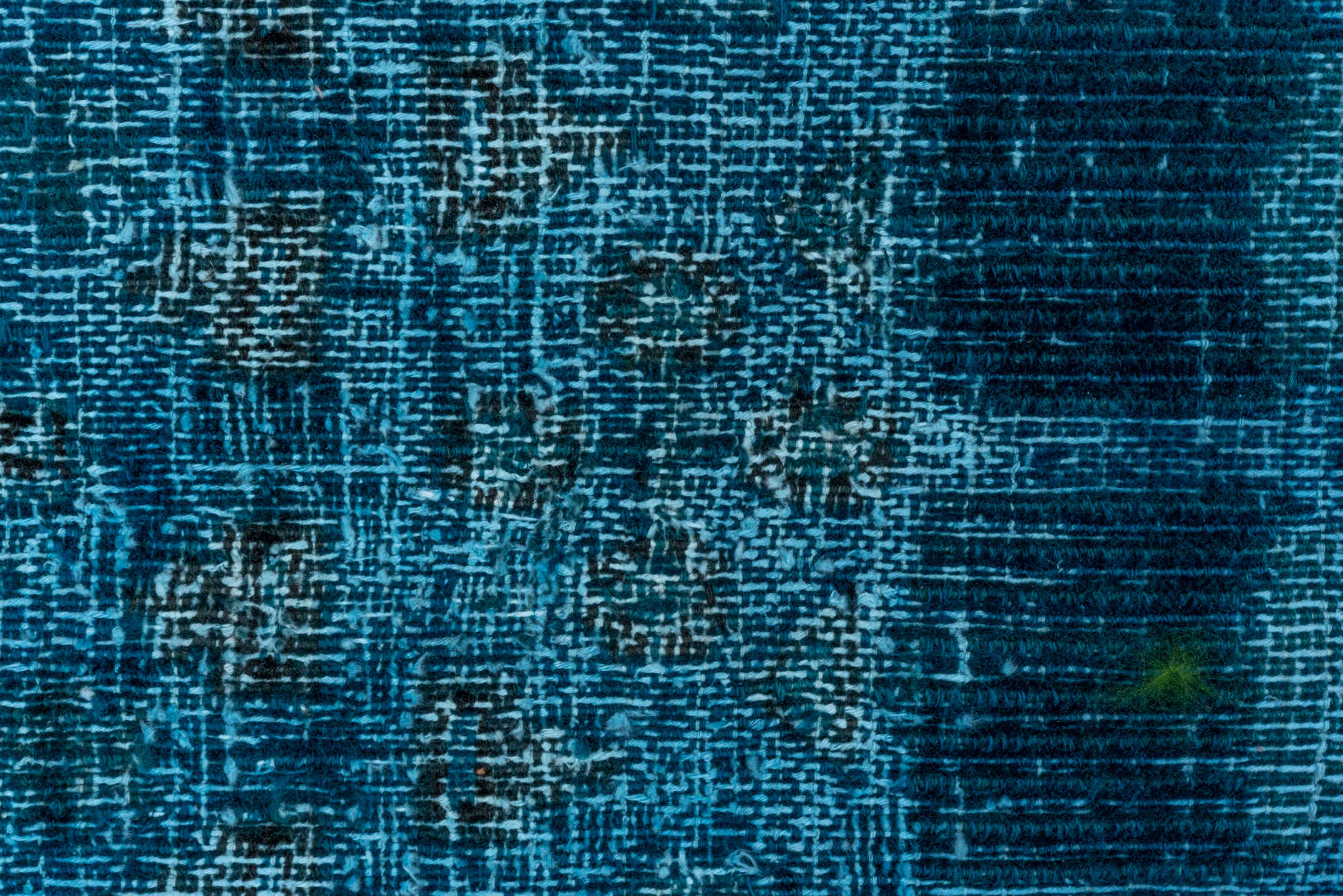 7' x 10' one-of-a-kind handmade vintage Overdyed large size rug. Color palette: blue, gray, light blue, green