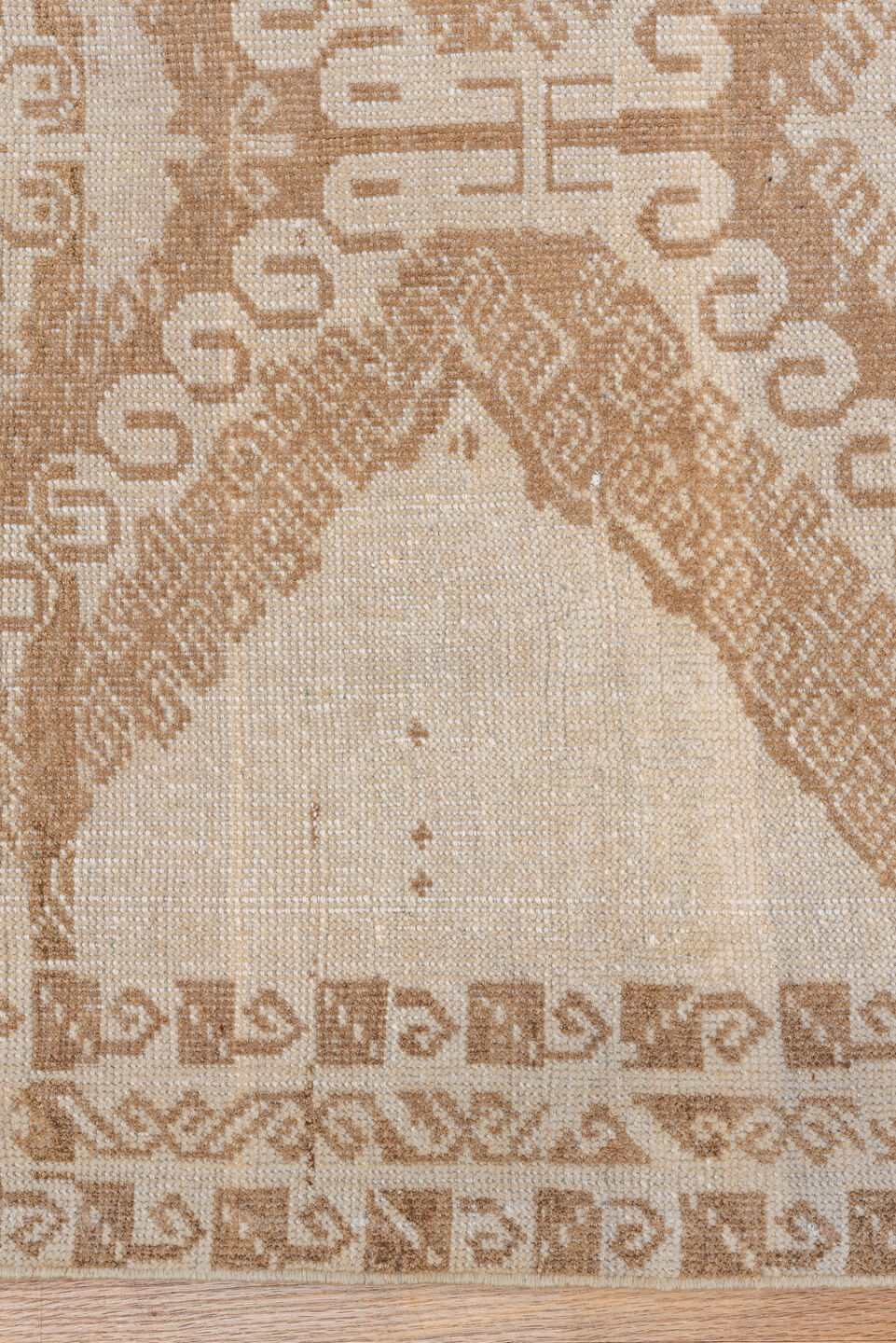 3' x 6' one-of-a-kind handmade vintage Belouch small size rug. Color palette: brown, gray, light gray, orange, off-white