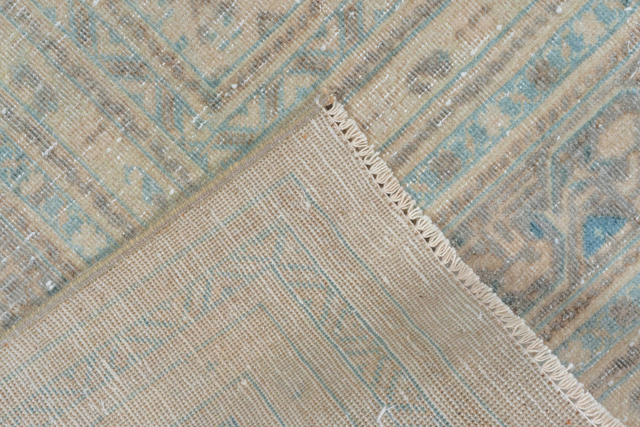 7' x 10' one-of-a-kind handmade vintage Malayer large size rug. Color palette: gray, light gray, off-white, brown, silver