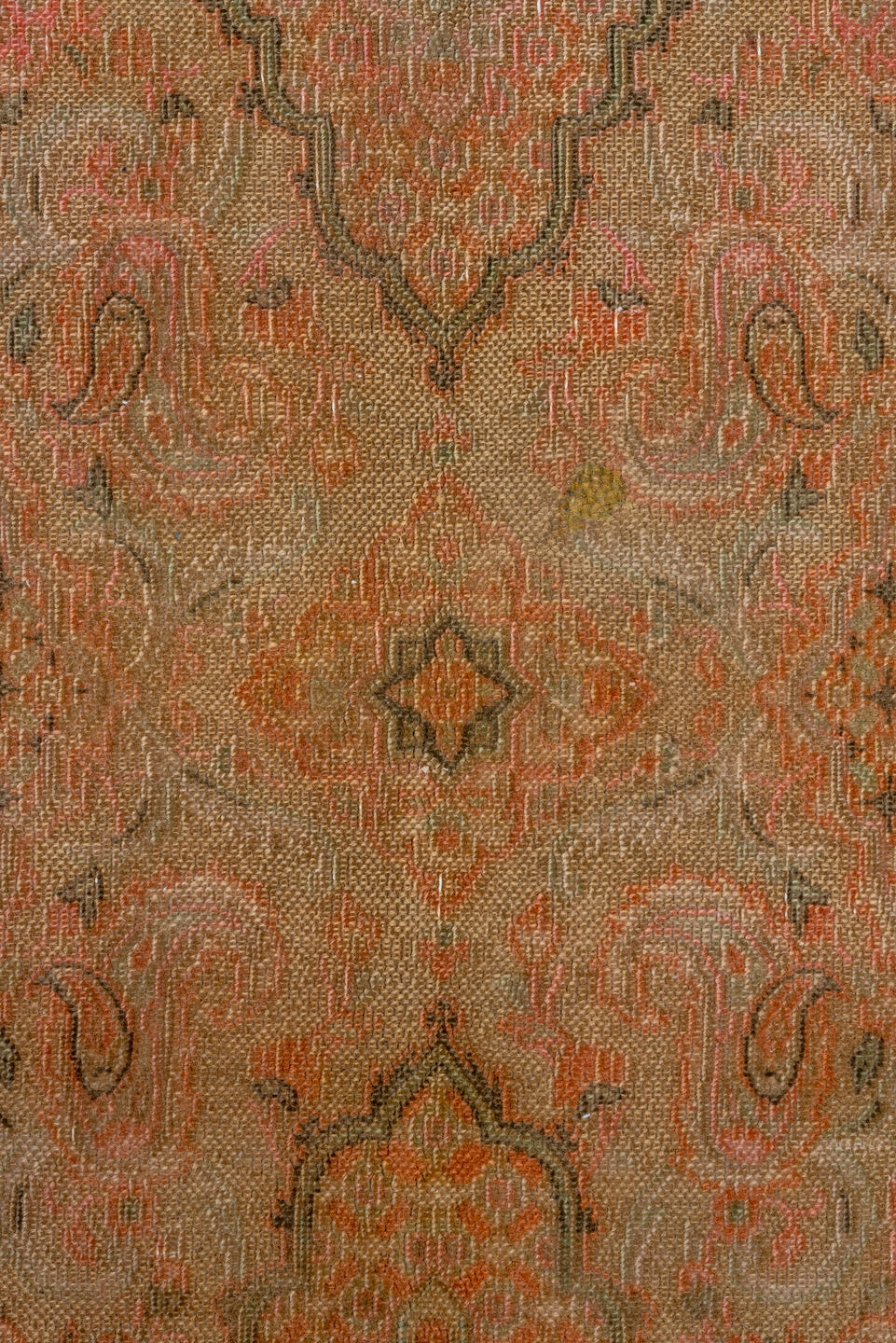 7' x 10' one-of-a-kind handmade vintage Khorassan large size rug. Color palette: brown, orange, gray, light gray, off-white