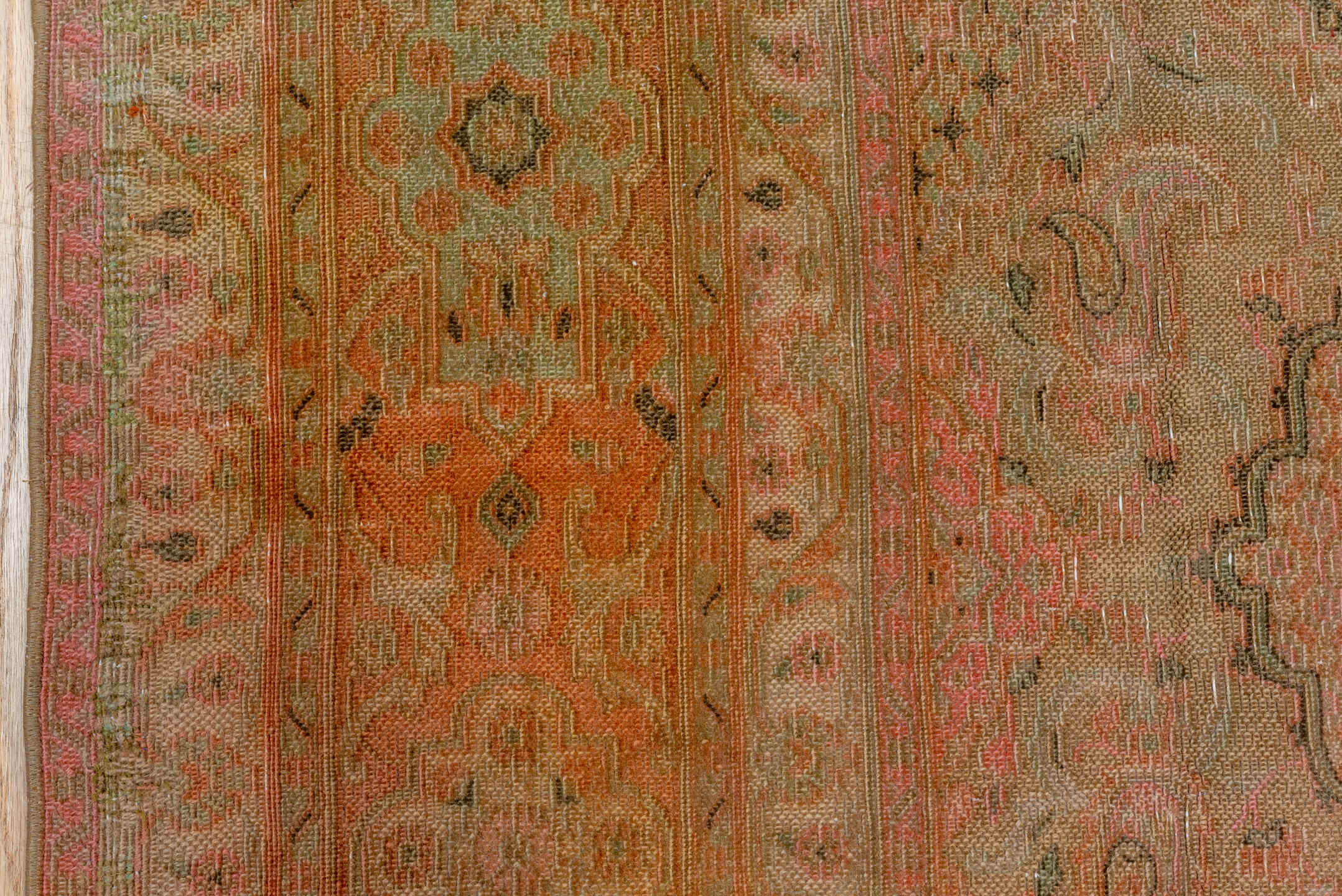 7' x 10' one-of-a-kind handmade vintage Khorassan large size rug. Color palette: brown, orange, gray, light gray, off-white