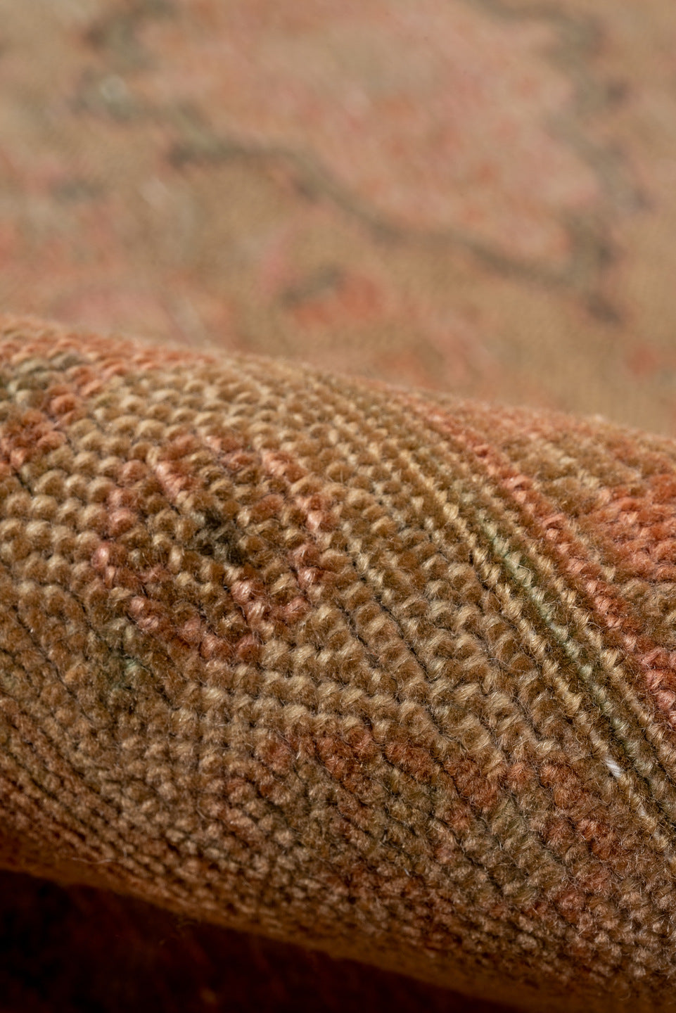 7' x 10' one-of-a-kind handmade vintage Khorassan large size rug. Color palette: brown, orange, gray, light gray, off-white