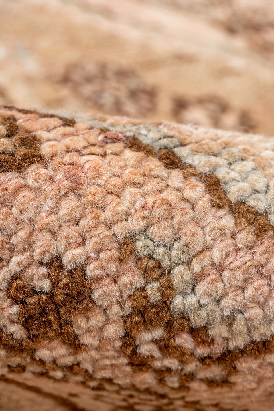 7' x 10' one-of-a-kind handmade vintage Hamadan large size rug. Color palette: brown, gray, orange, off-white, pink, tan