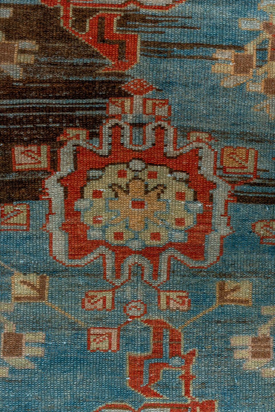 3' x 10' one-of-a-kind handmade vintage Malayer runner rug. Color palette: brown, gray, blue, black