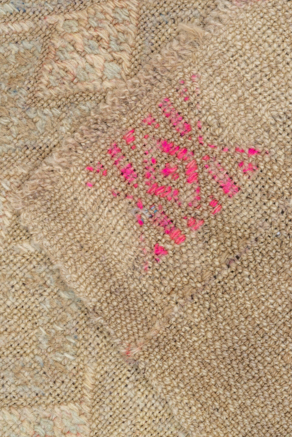 2' x 3' one-of-a-kind handmade vintage Jijim small size rug. Color palette: pink, brown, red