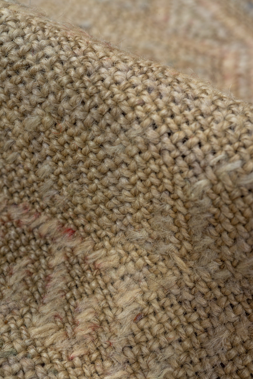 2' x 3' one-of-a-kind handmade vintage Jijim small size rug. Color palette: pink, brown, red