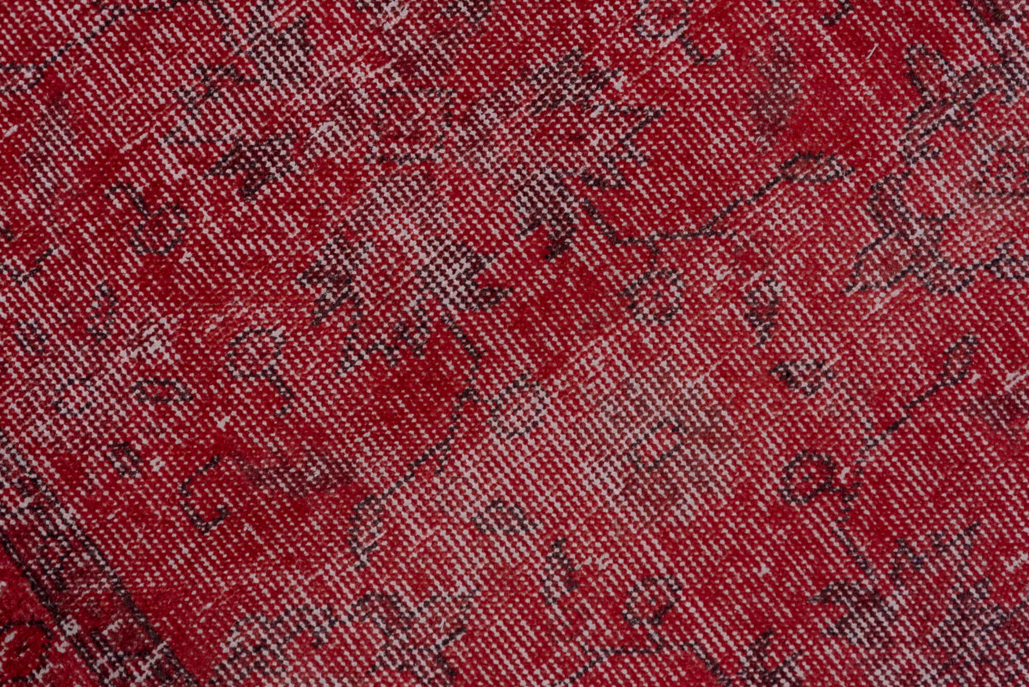 3' x 10' one-of-a-kind handmade vintage Overdyed runner rug. Color palette: brown, off-white, orange, pink, red, wine