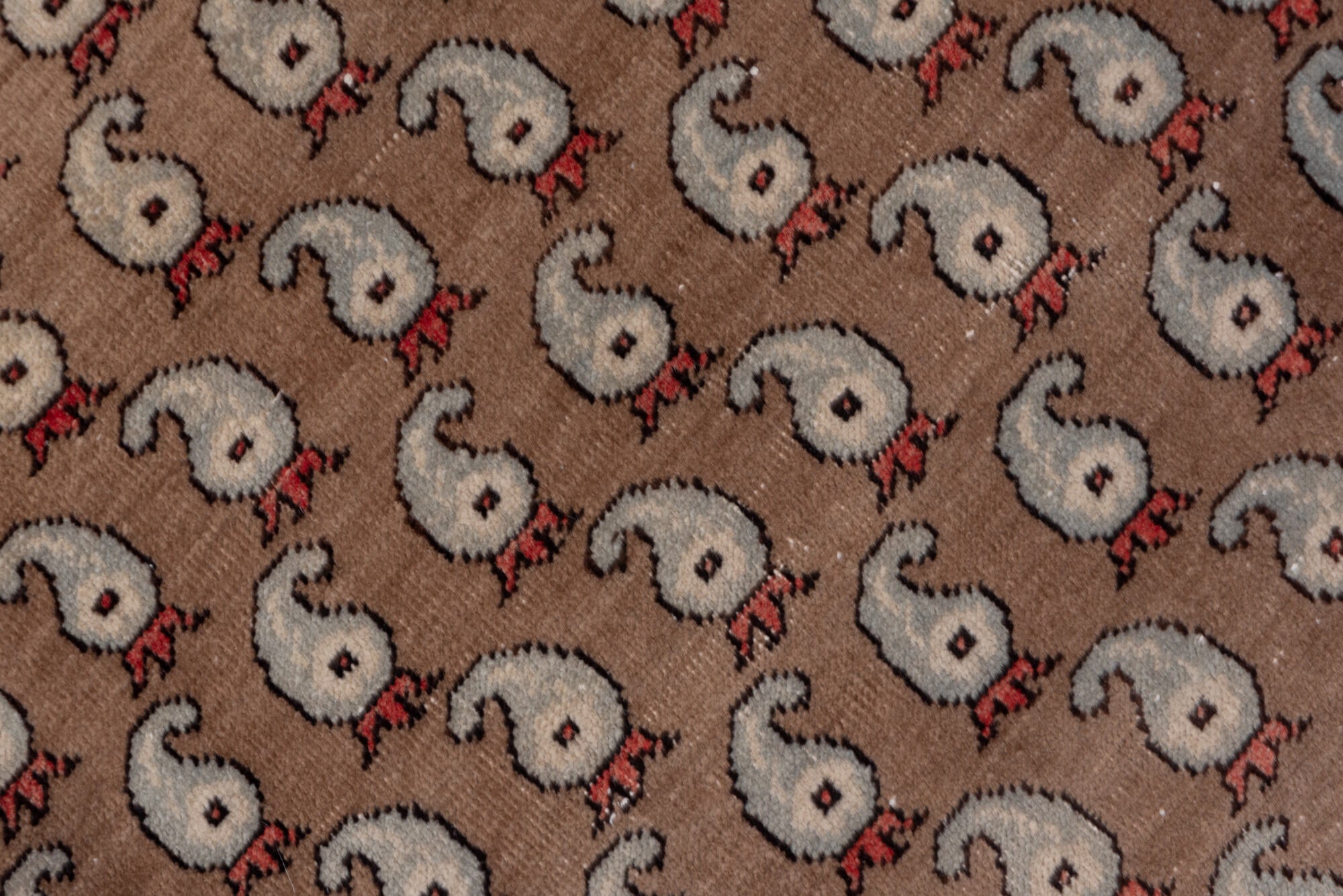 2' x 8' one-of-a-kind handmade vintage Oushak runner rug. Color palette: brown, gray, off-white, pink, red, snow, white