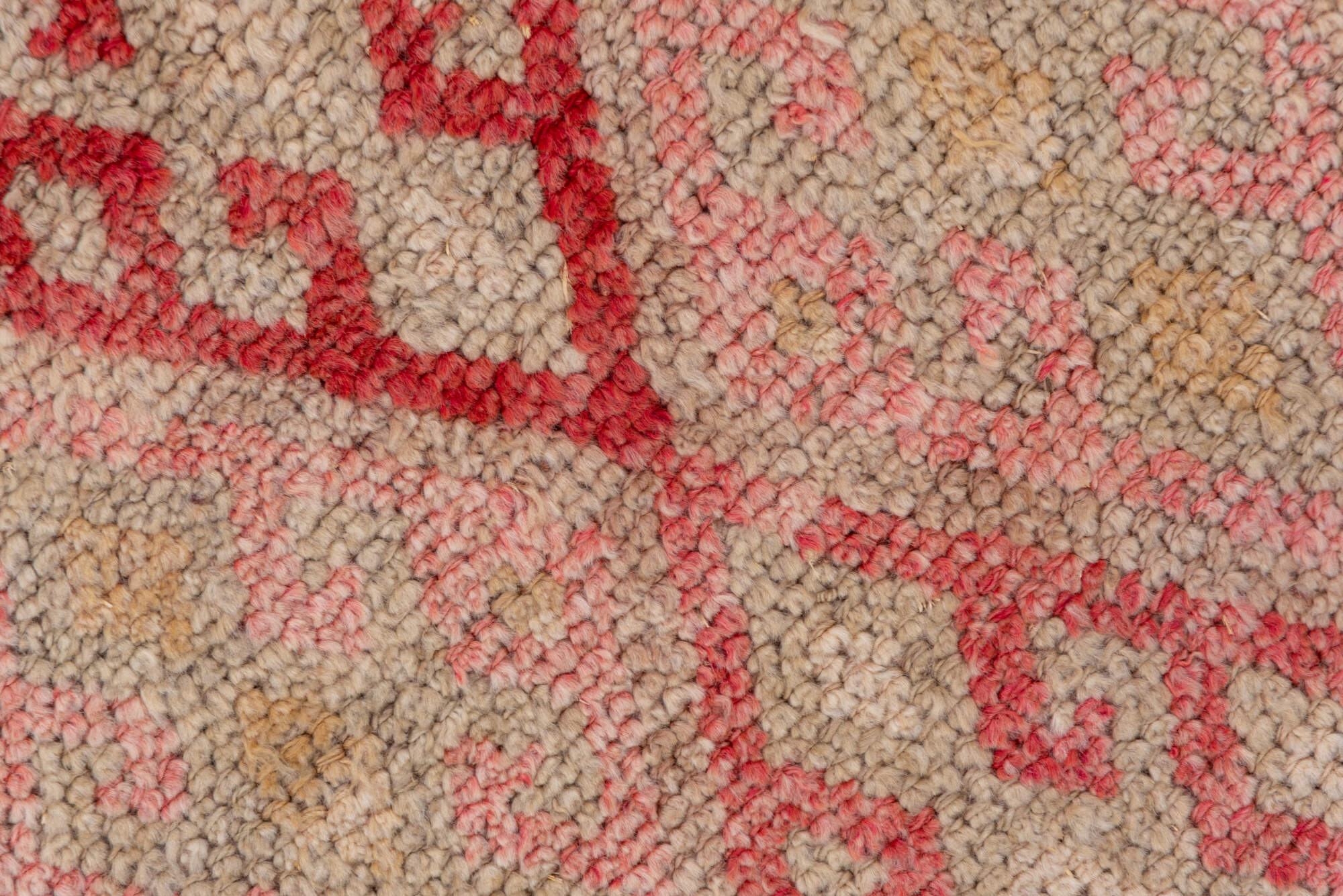 3' x 11' one-of-a-kind handmade vintage Oushak runner rug. Color palette: brown, indian red, off-white, orange, pink, red