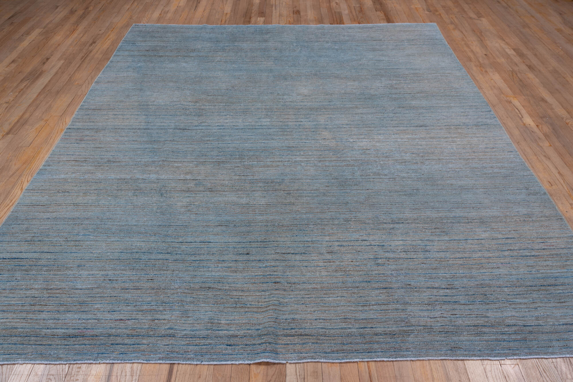7' x 9' one-of-a-kind handmade vintage Oushak rug. Color palette: blue, dark gray, dim gray, gray, light blue, light gray