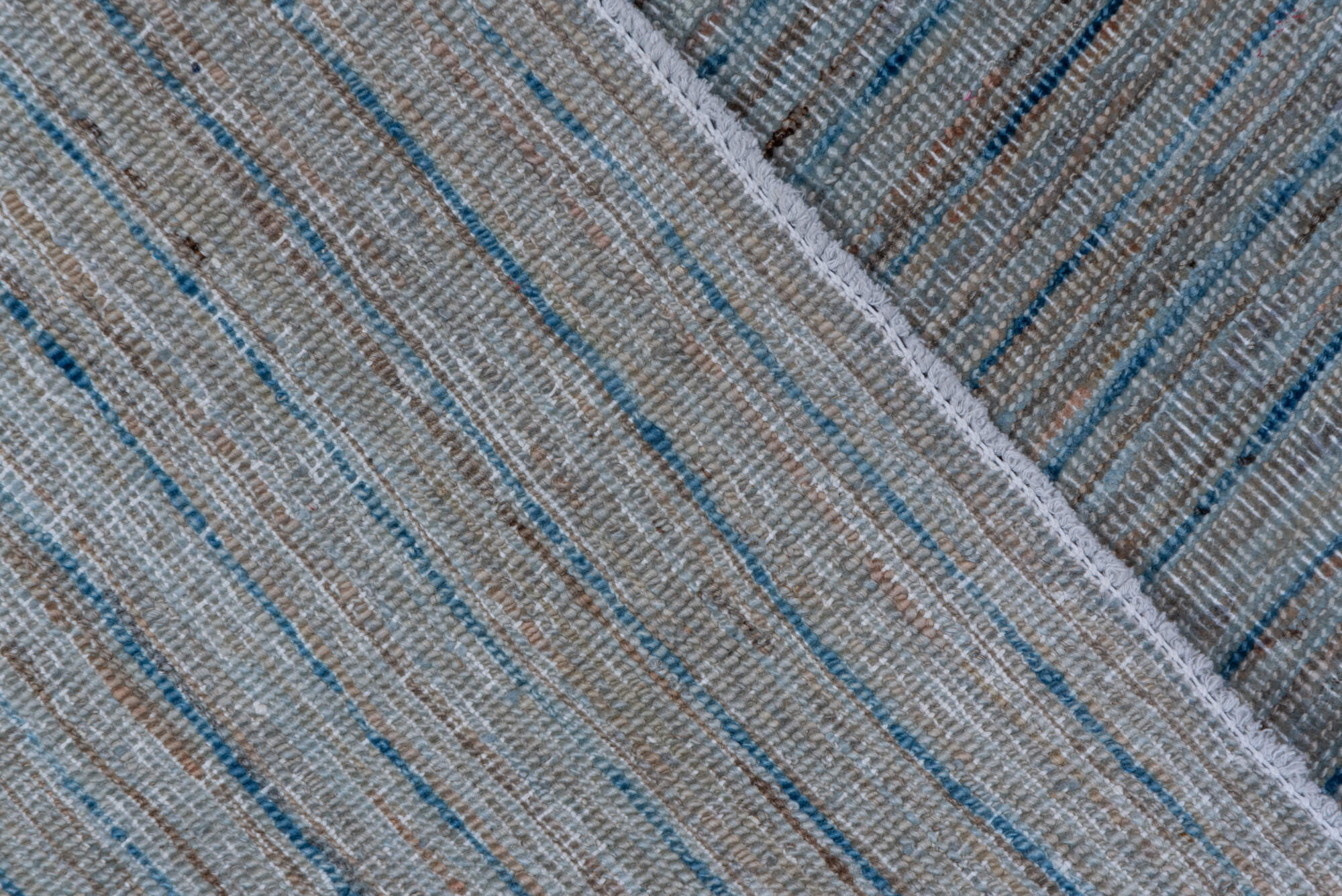 7' x 9' one-of-a-kind handmade vintage Oushak rug. Color palette: blue, dark gray, dim gray, gray, light blue, light gray