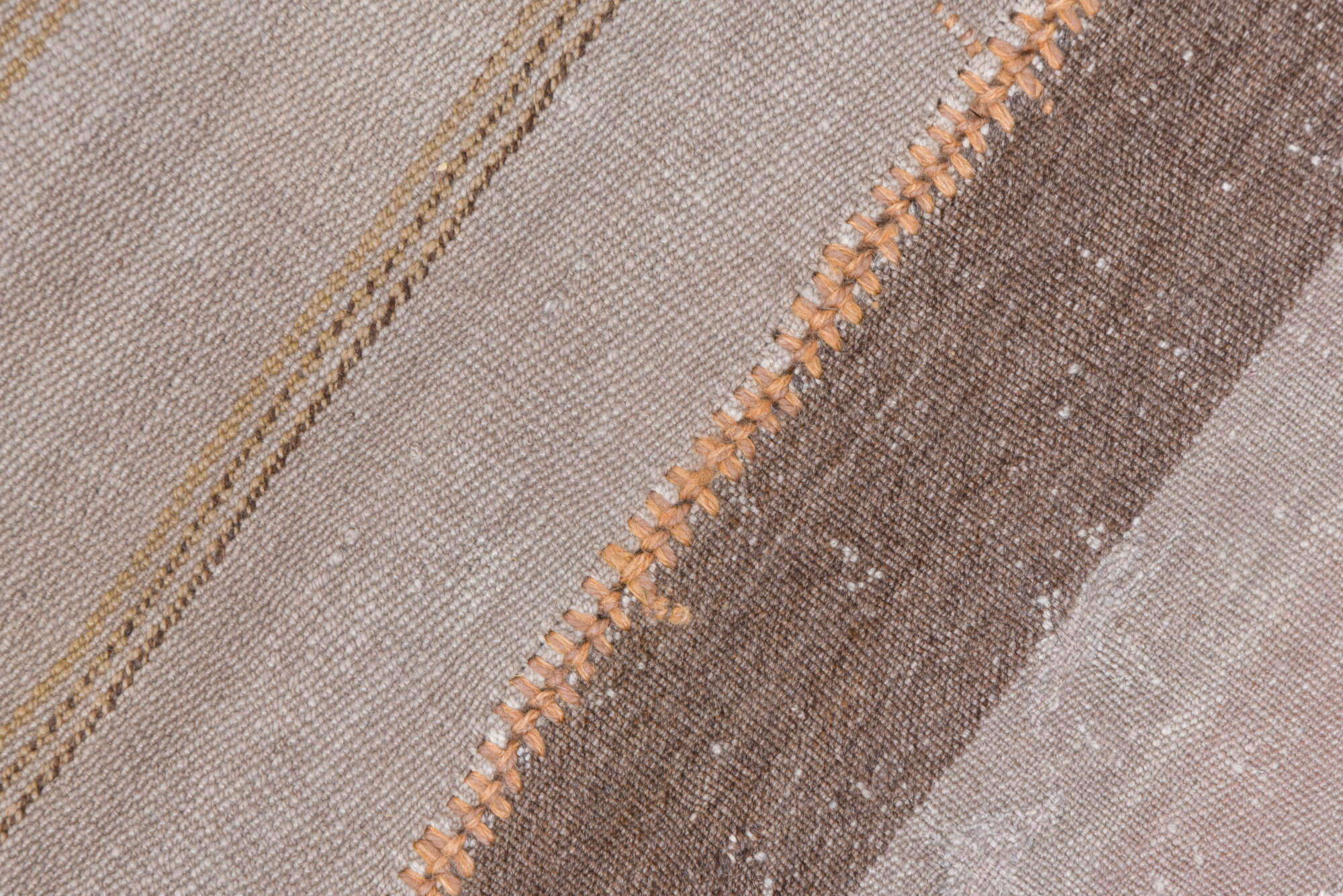 12' x 14' one-of-a-kind handmade vintage Flatweave oversize rug. Color palette: gray, light gray, pink, silver