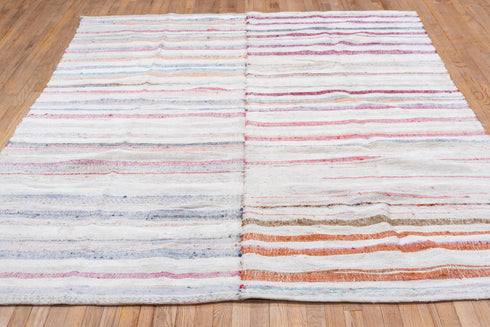 Antique Rag Rug Area Rug (7' x 8')