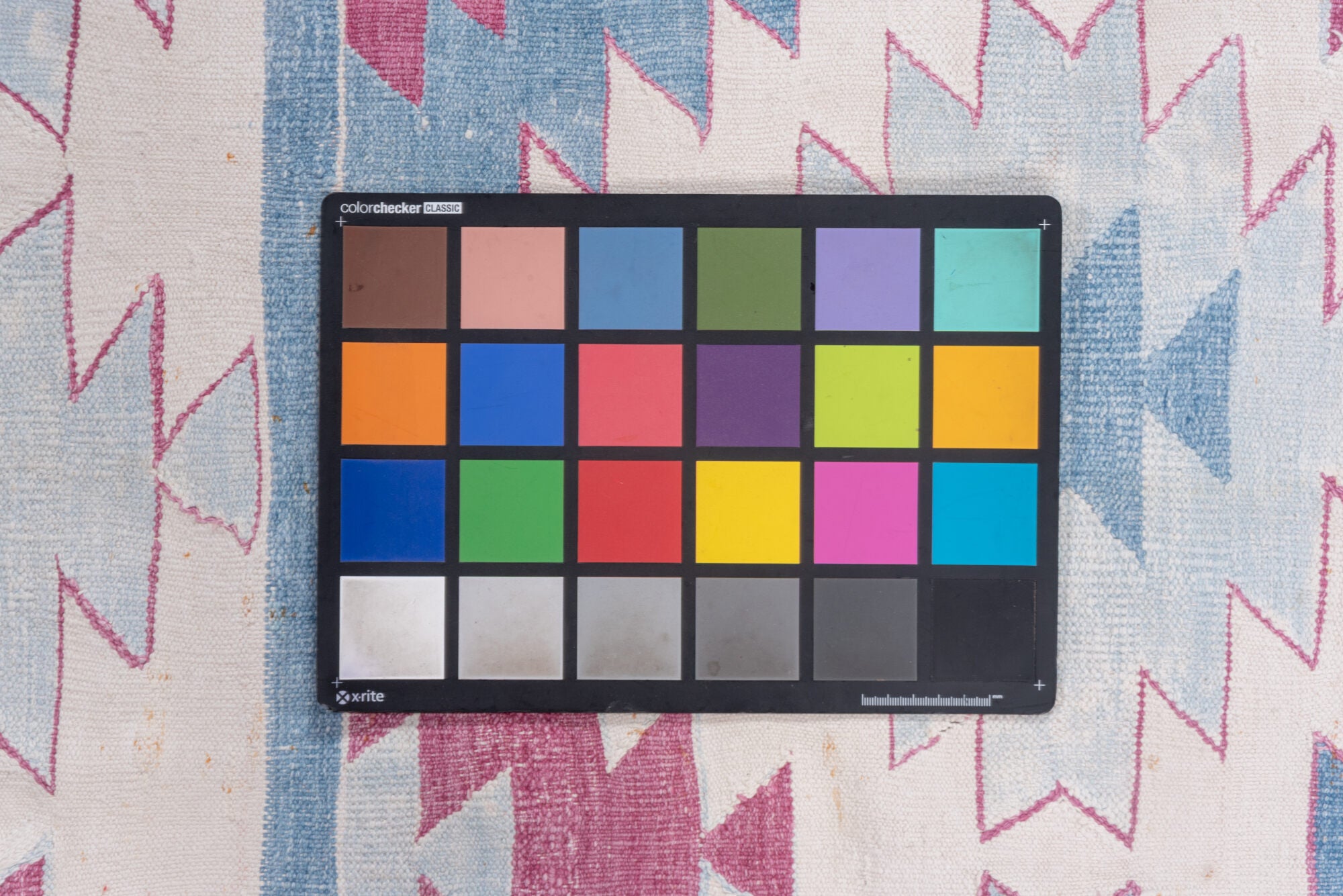 5' x 7' one-of-a-kind handmade vintage Dhurrie rug. Color palette: blue, dark gray, fiord, gainsboro, gray, light gray