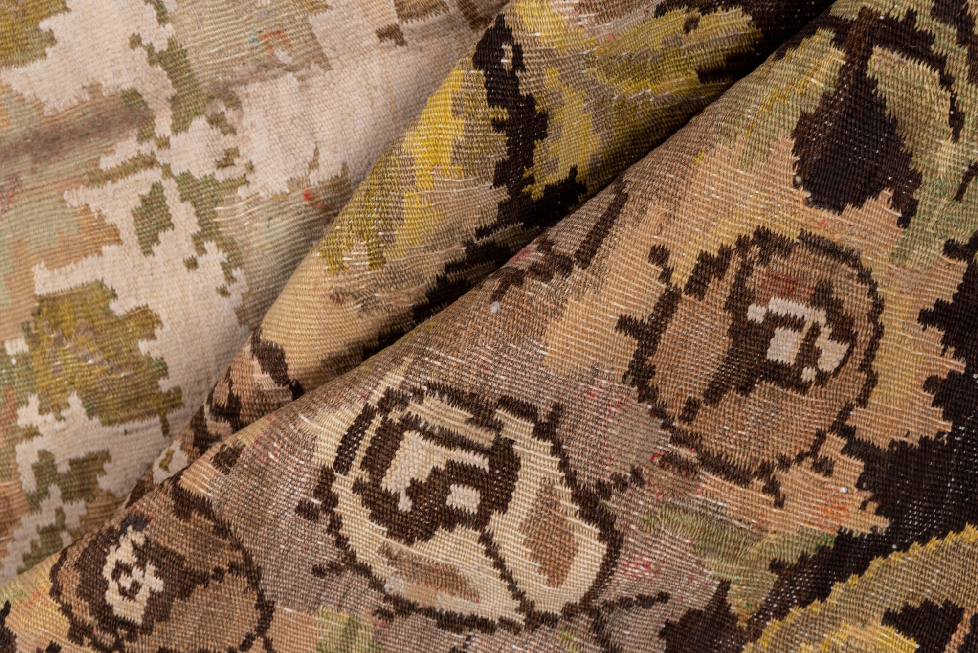 6' x 8' one-of-a-kind handmade vintage Kilim medium size rug. Color palette: brown, burlywood, gray, orange, pink, tan