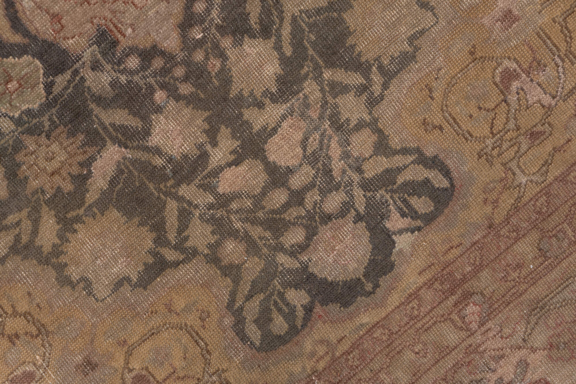 4' x 6' one-of-a-kind handmade vintage Sivas small size rug. Color palette: brown, gray, light gray, off-white, pink