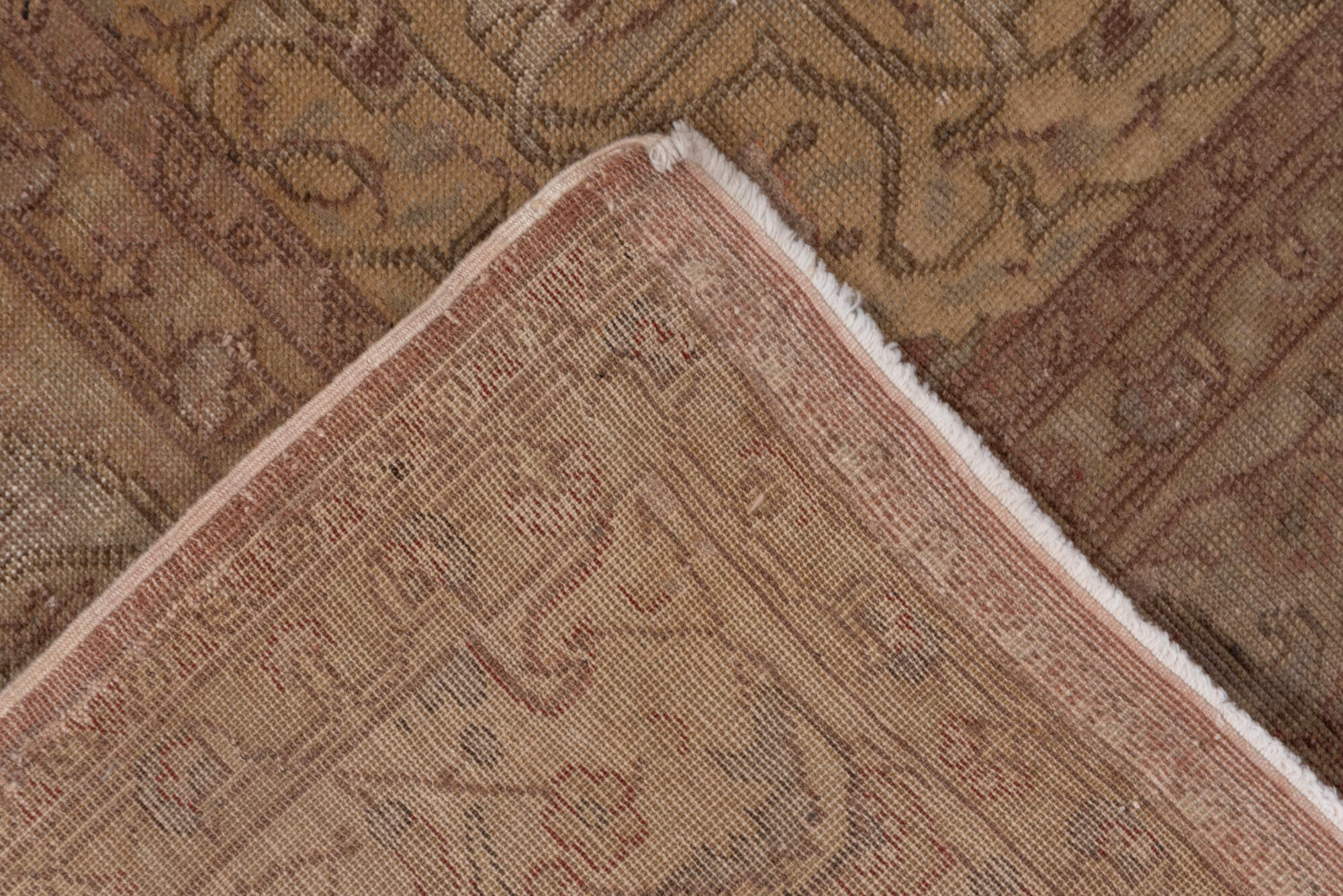 4' x 6' one-of-a-kind handmade vintage Sivas small size rug. Color palette: brown, gray, light gray, off-white, pink