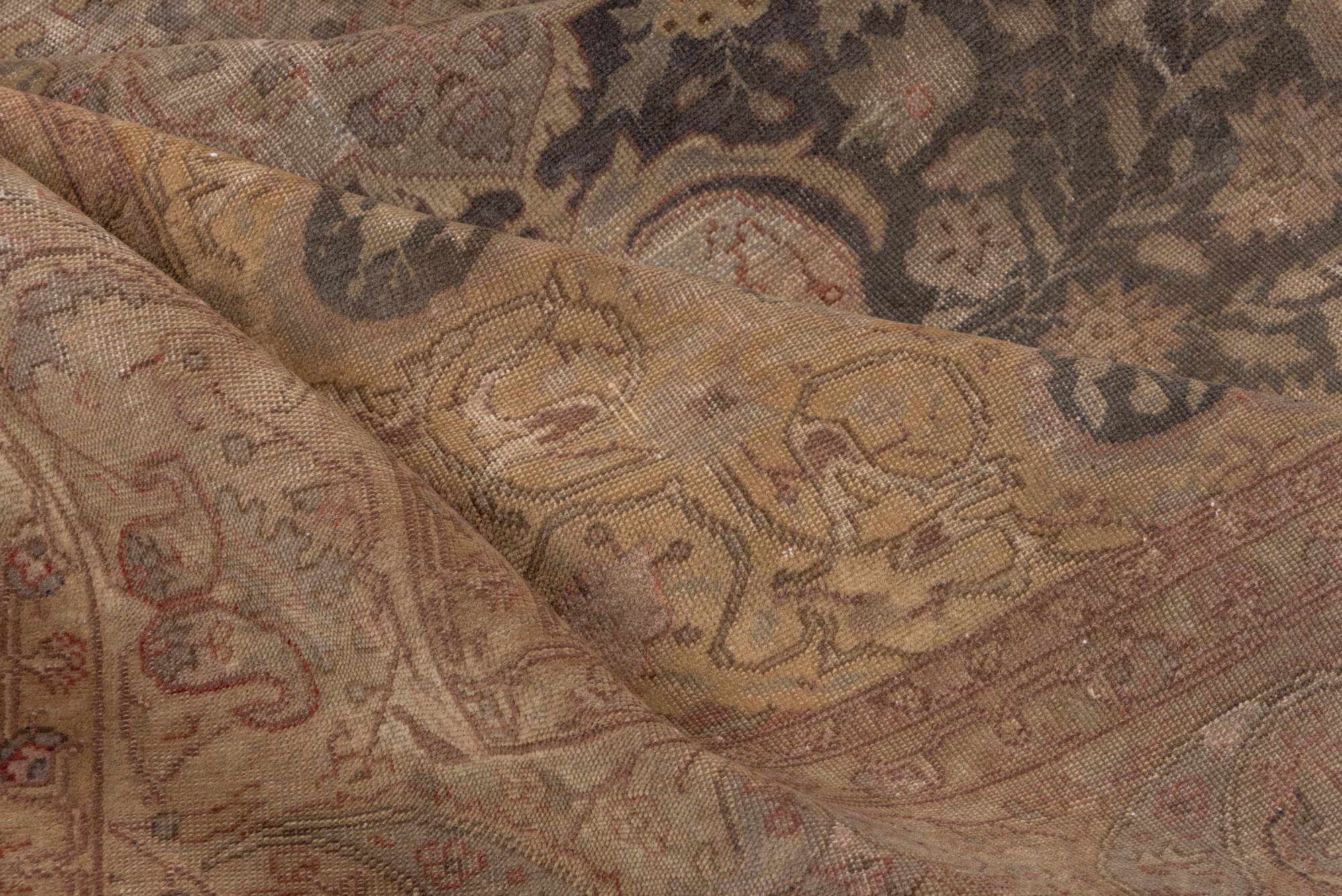 4' x 6' one-of-a-kind handmade vintage Sivas small size rug. Color palette: brown, gray, light gray, off-white, pink