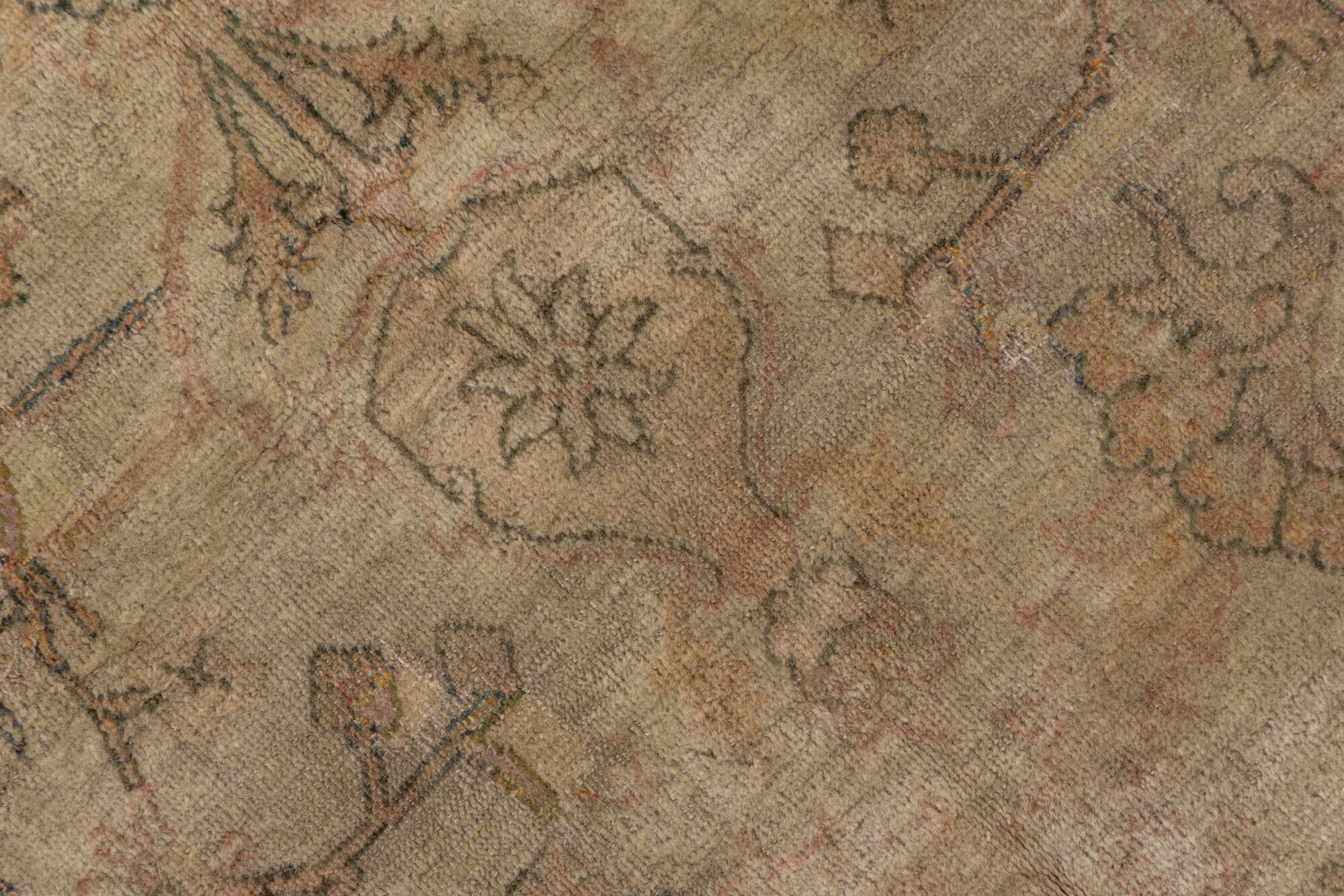 5' x 8' one-of-a-kind handmade vintage Sivas medium size rug. Color palette: brown, gray, light gray, off-white, orange