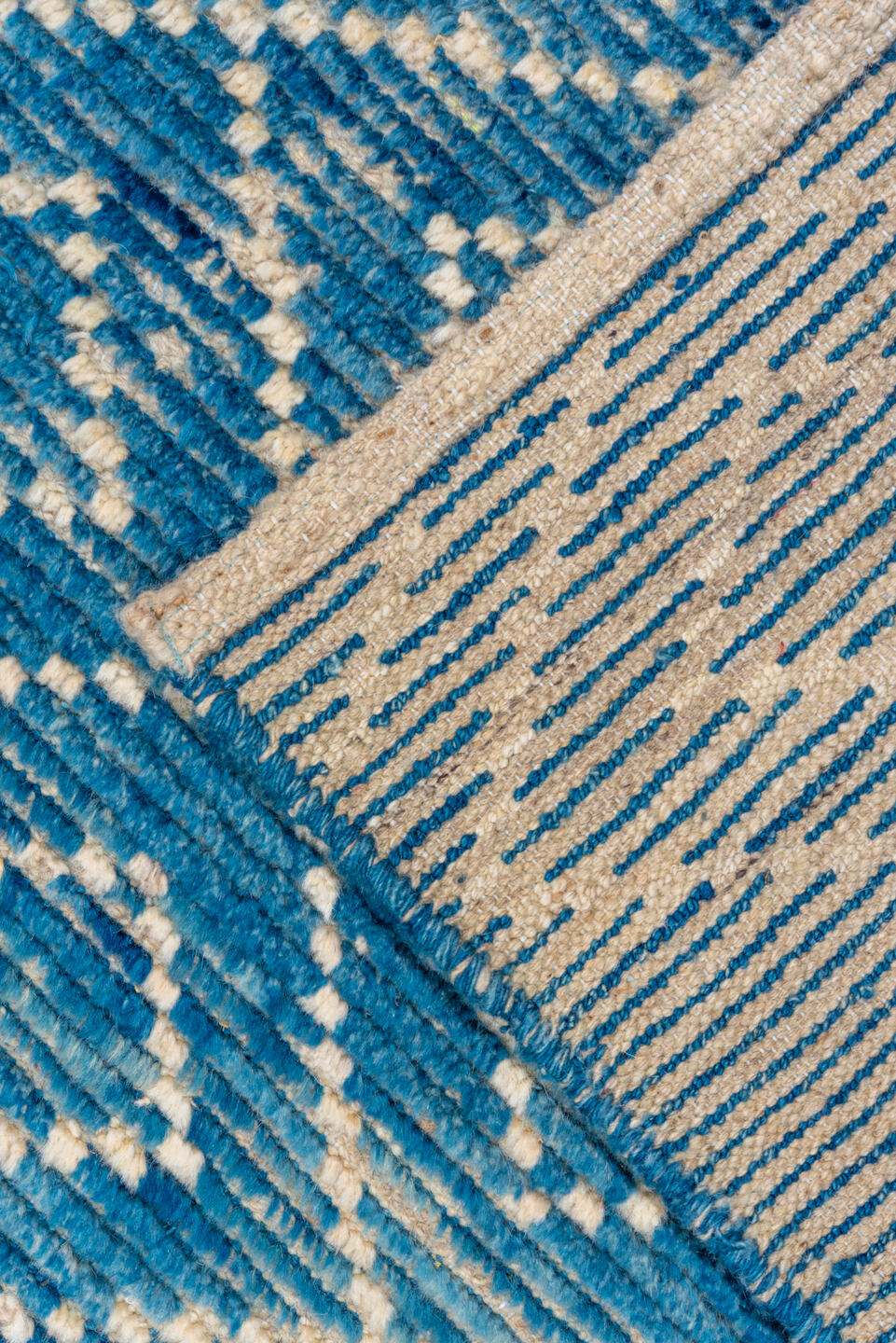 8' x 10' one-of-a-kind handmade vintage Tulu large size rug. Color palette: gray, blue, off-white, light gray, light blue